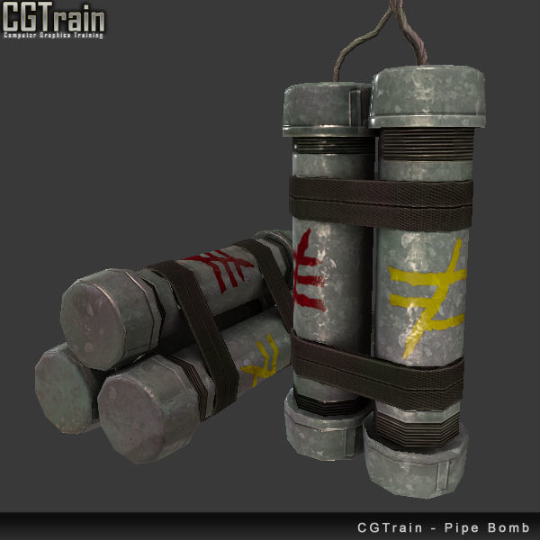 Metallic Pipe Bomb Low-poly 3D model_1