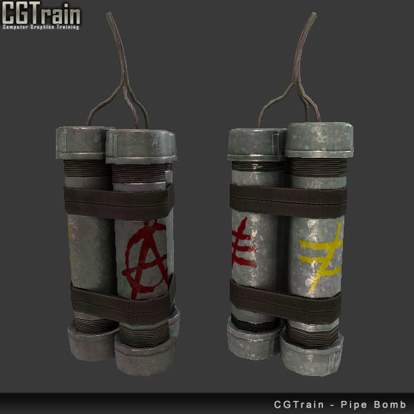 Metallic Pipe Bomb Low-poly 3D model_3