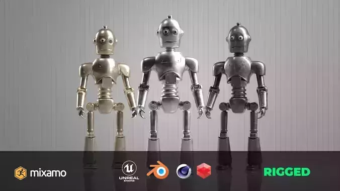 Retro Style Robot  Dual Texture Versions