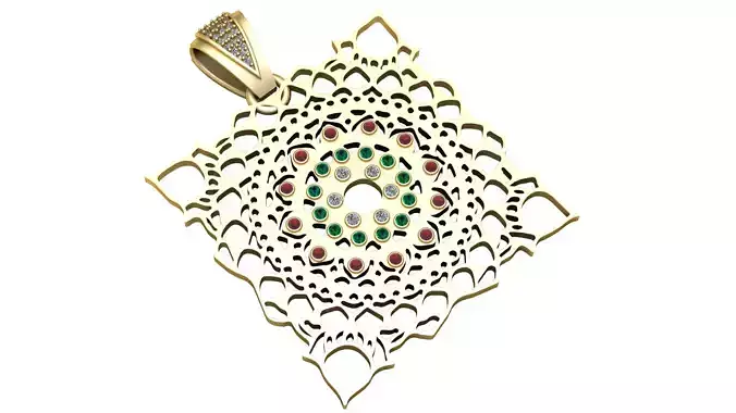 filigree pendant mandala PENDANT  3D print model