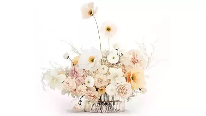 Festive Bouquet Hydrangea Poppy Peony White Roses Magnolia 589