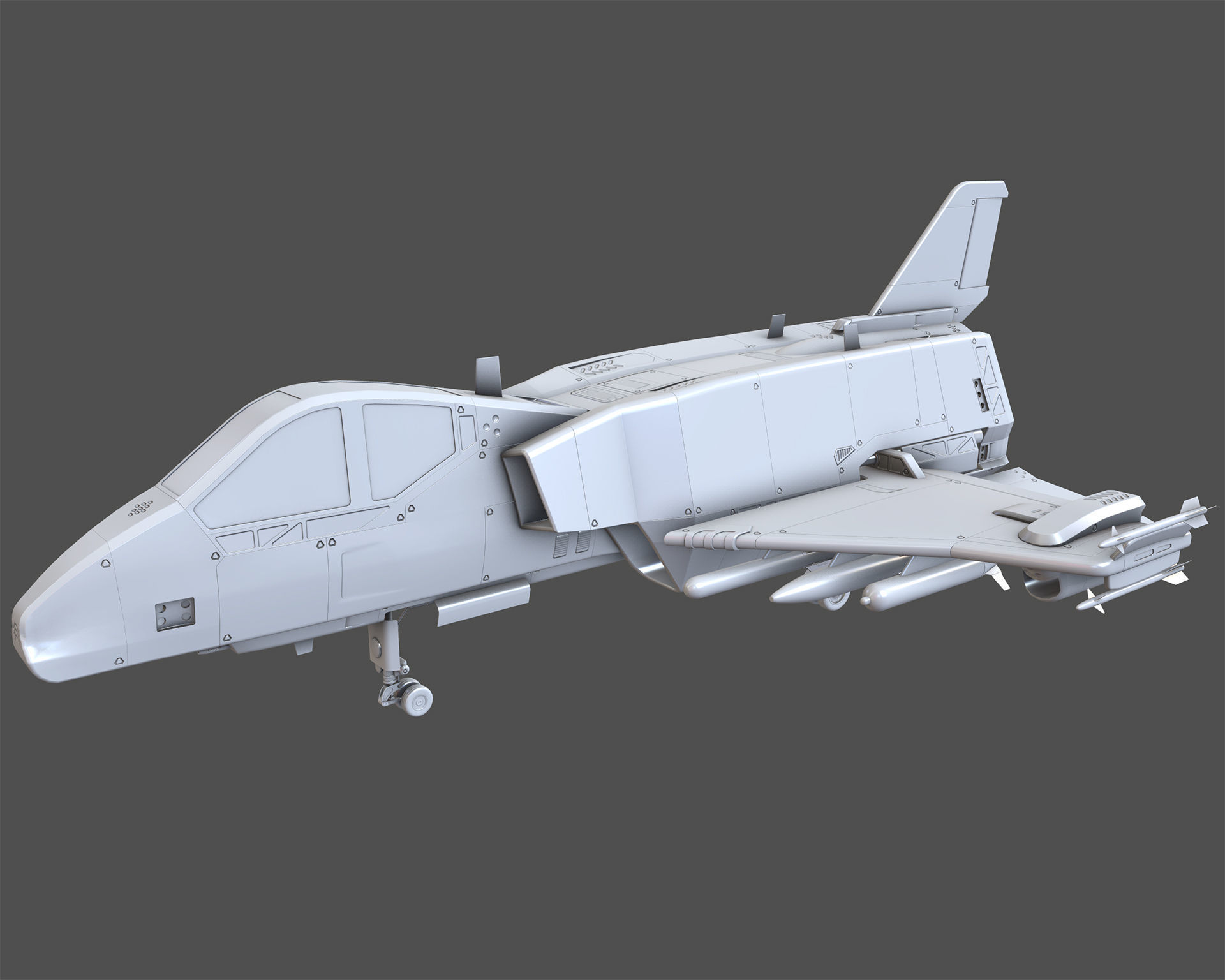 Sci-Fi Jet Fighter Plane Raptor Navy PBR 3D model_15
