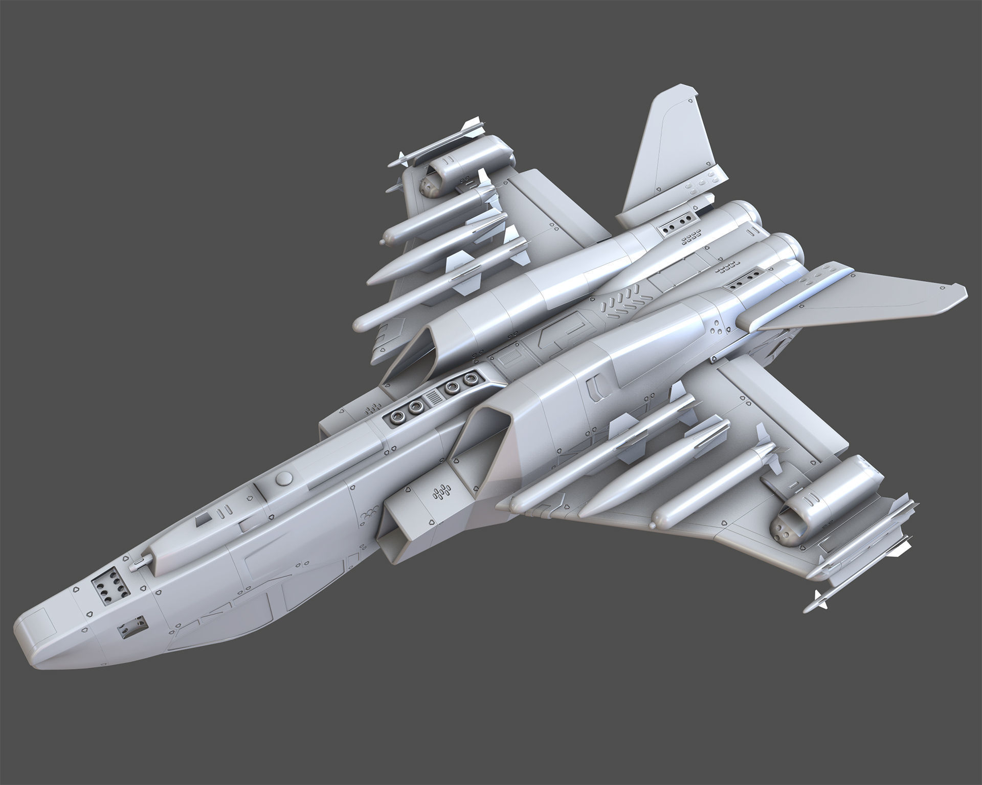 Sci-Fi Jet Fighter Plane Raptor Navy PBR 3D model_13