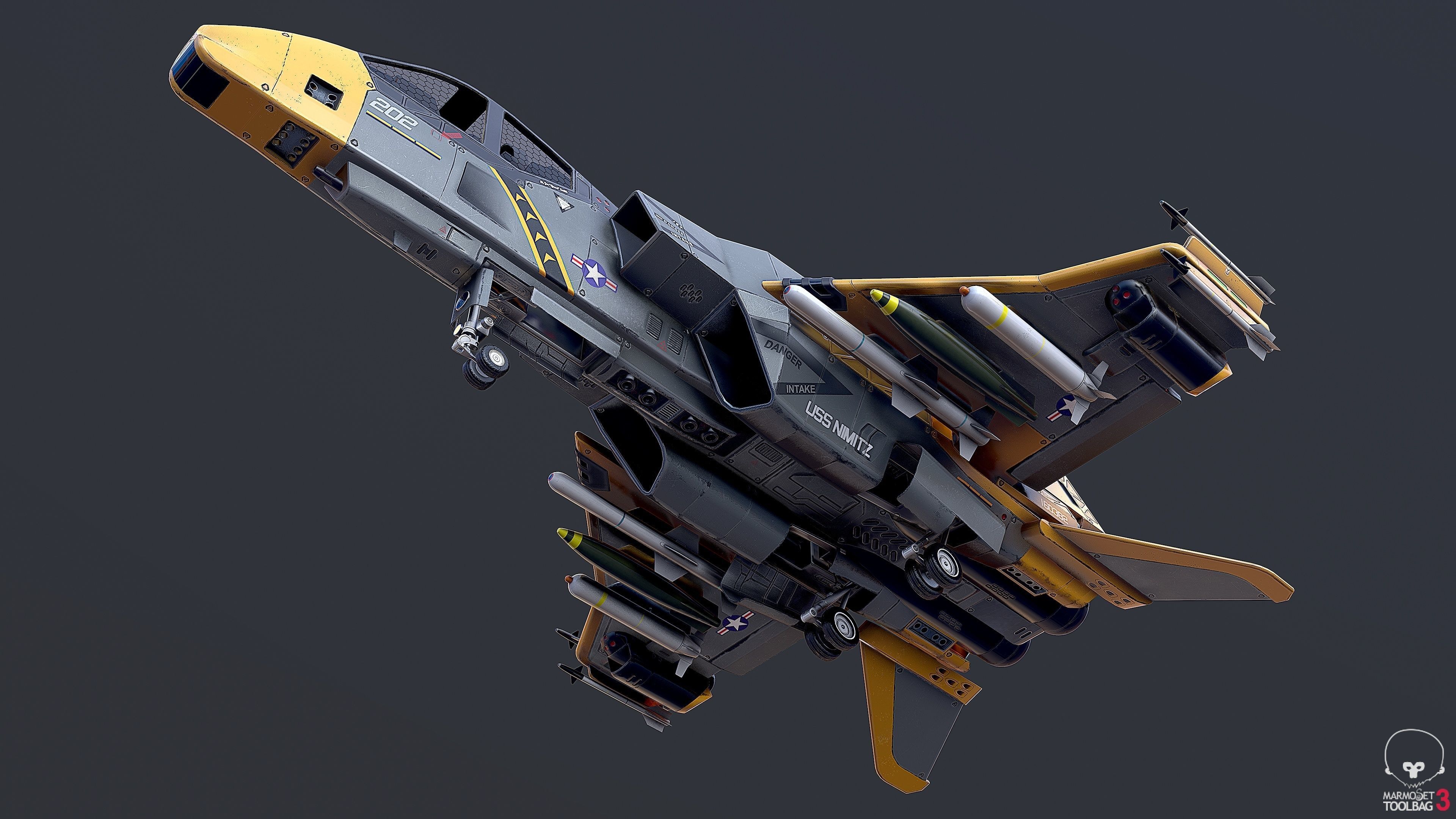 Sci-Fi Jet Fighter Plane Raptor Navy PBR 3D model_6