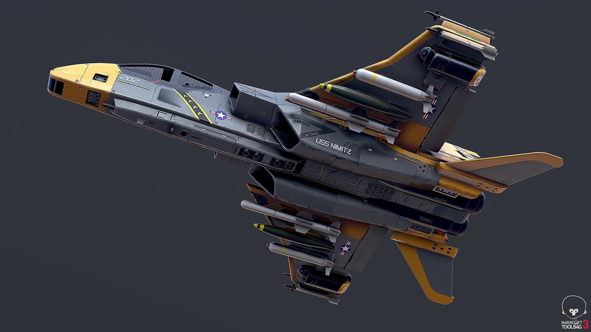 Sci-Fi Jet Fighter Plane Raptor Navy PBR 3D model_5