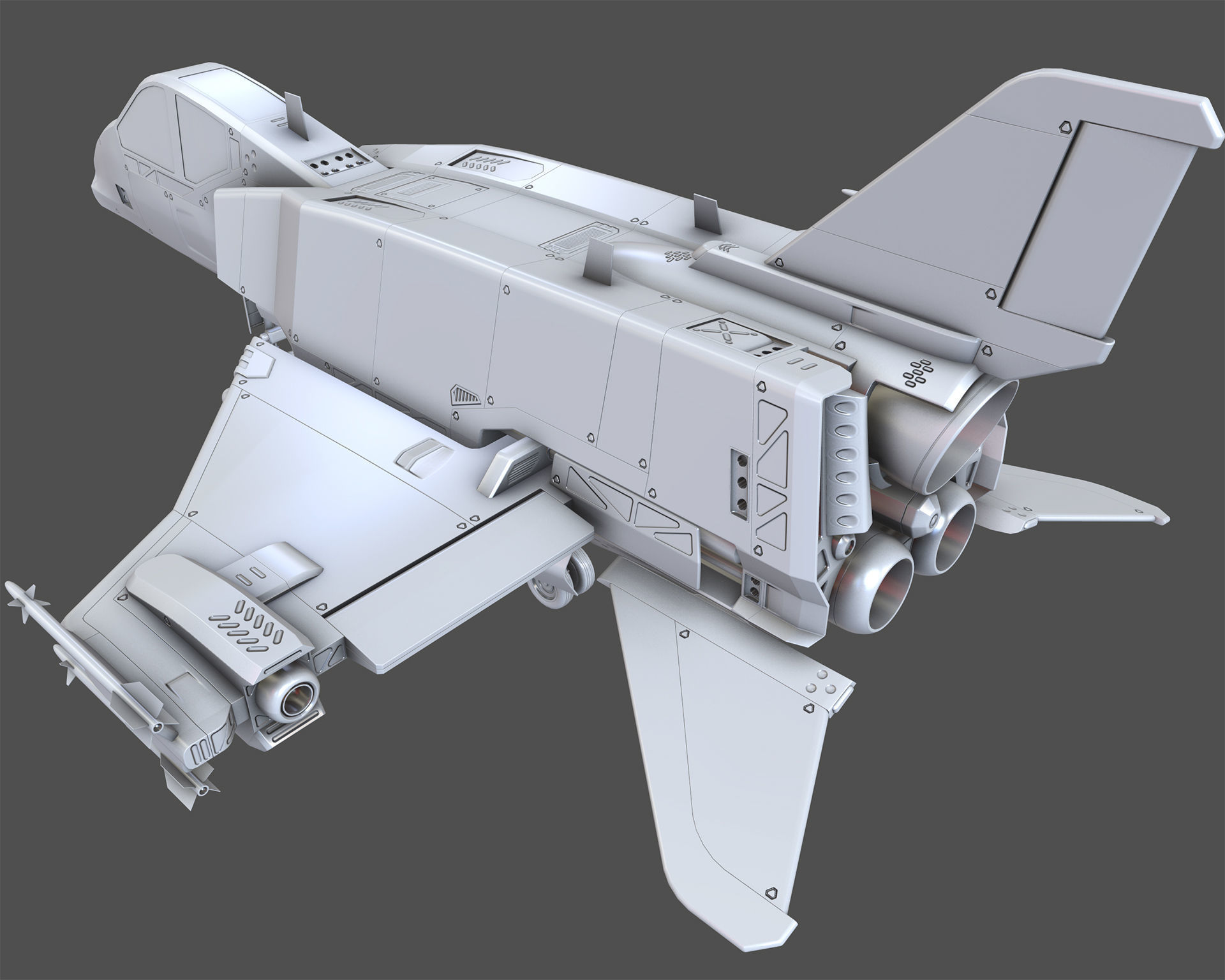 Sci-Fi Jet Fighter Plane Raptor Navy PBR 3D model_12