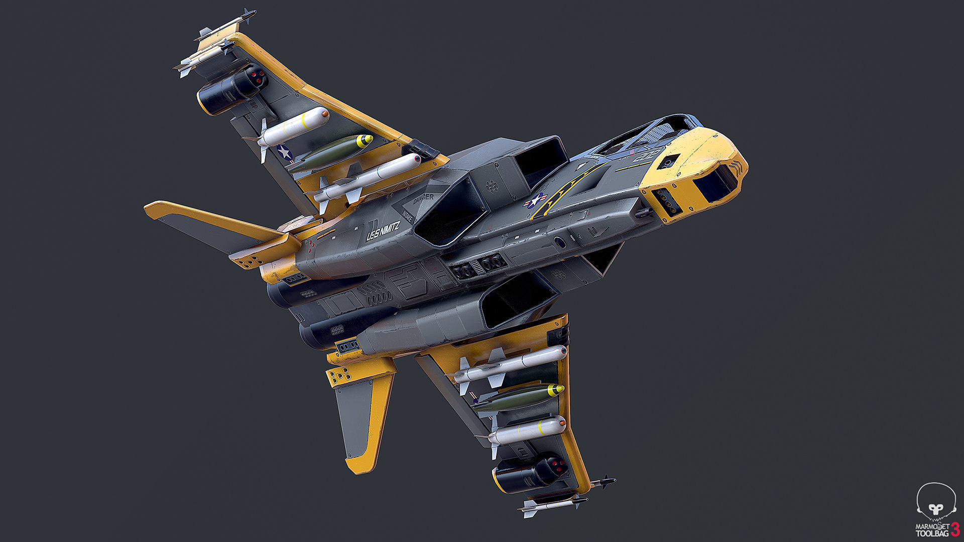Sci-Fi Jet Fighter Plane Raptor Navy PBR 3D model_3
