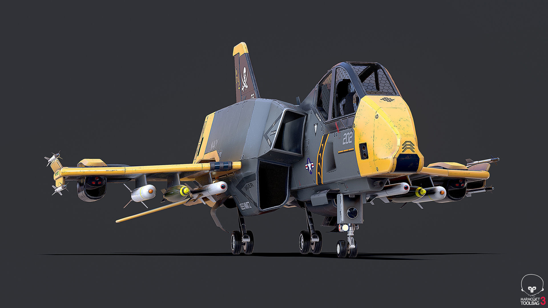Sci-Fi Jet Fighter Plane Raptor Navy PBR 3D model_7