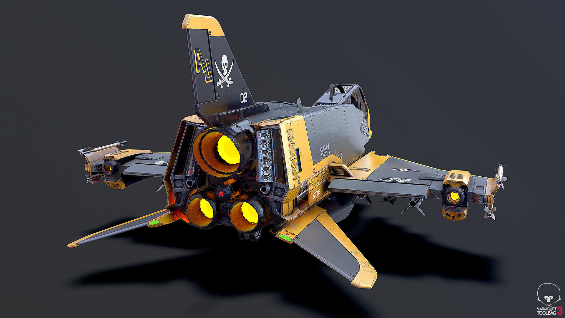 Sci-Fi Jet Fighter Plane Raptor Navy PBR 3D model_9