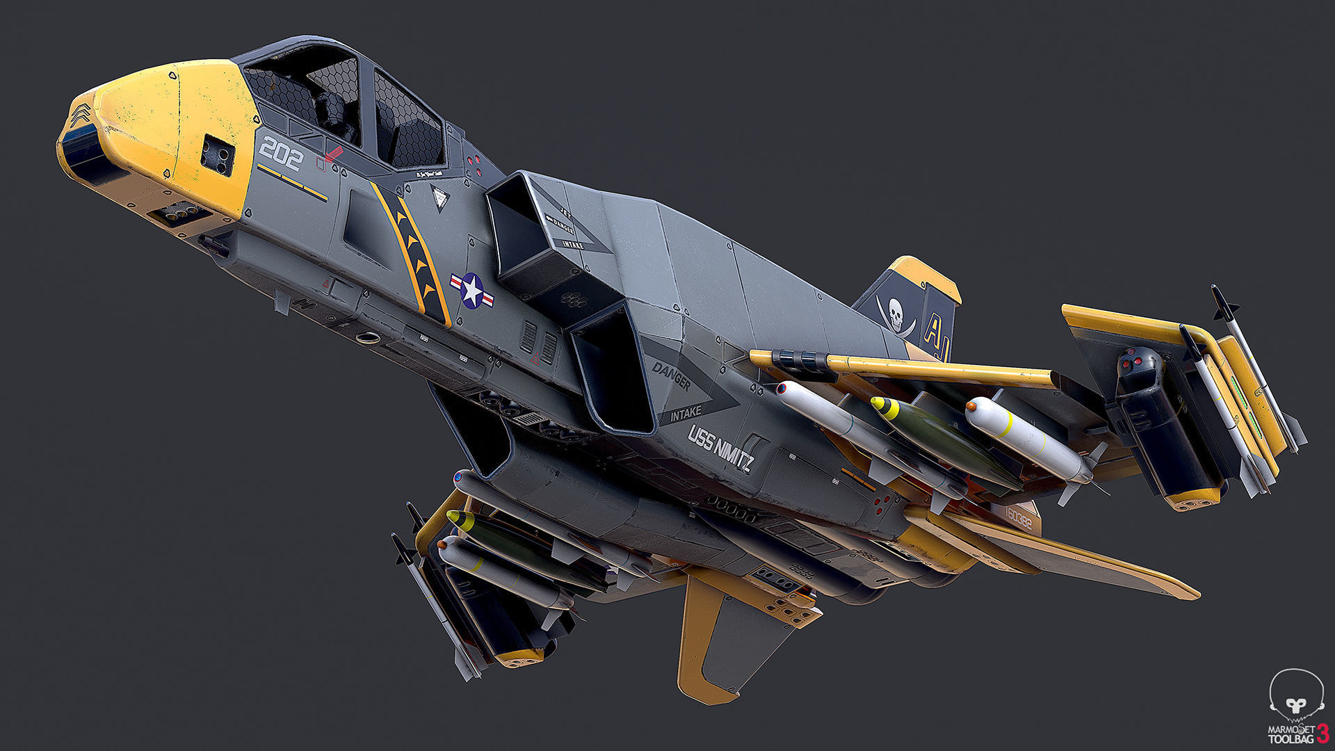 Sci-Fi Jet Fighter Plane Raptor Navy PBR 3D model_4
