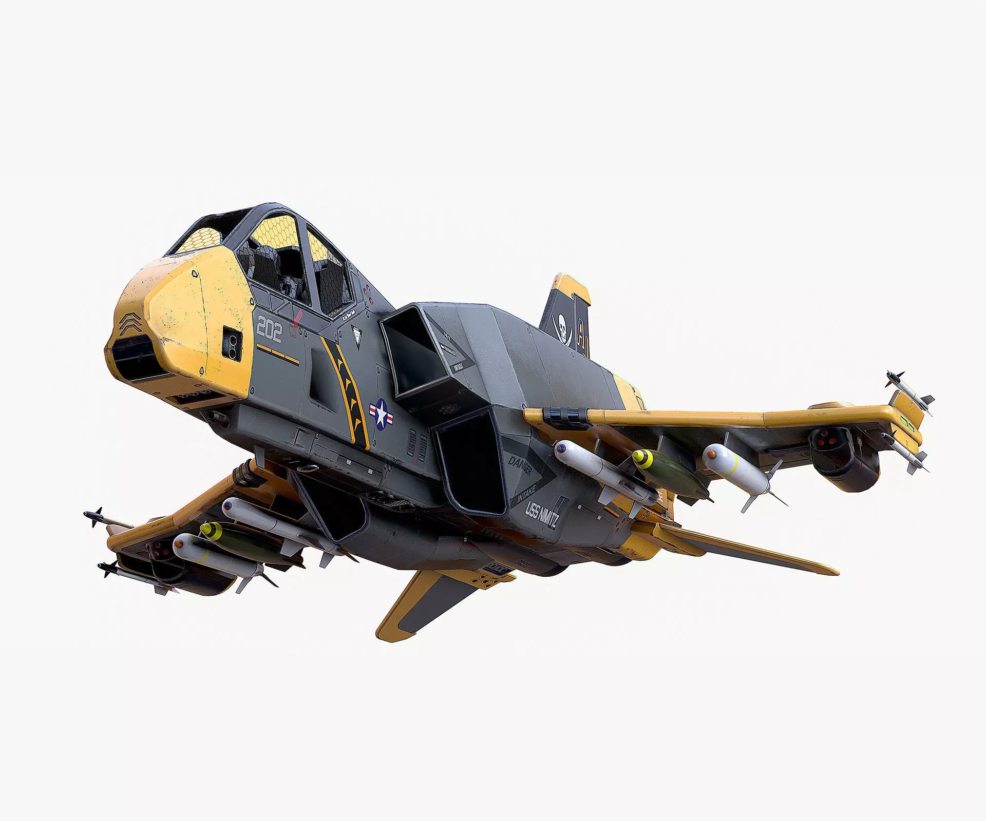 Sci-Fi Jet Fighter Plane Raptor Navy PBR 3D model_0