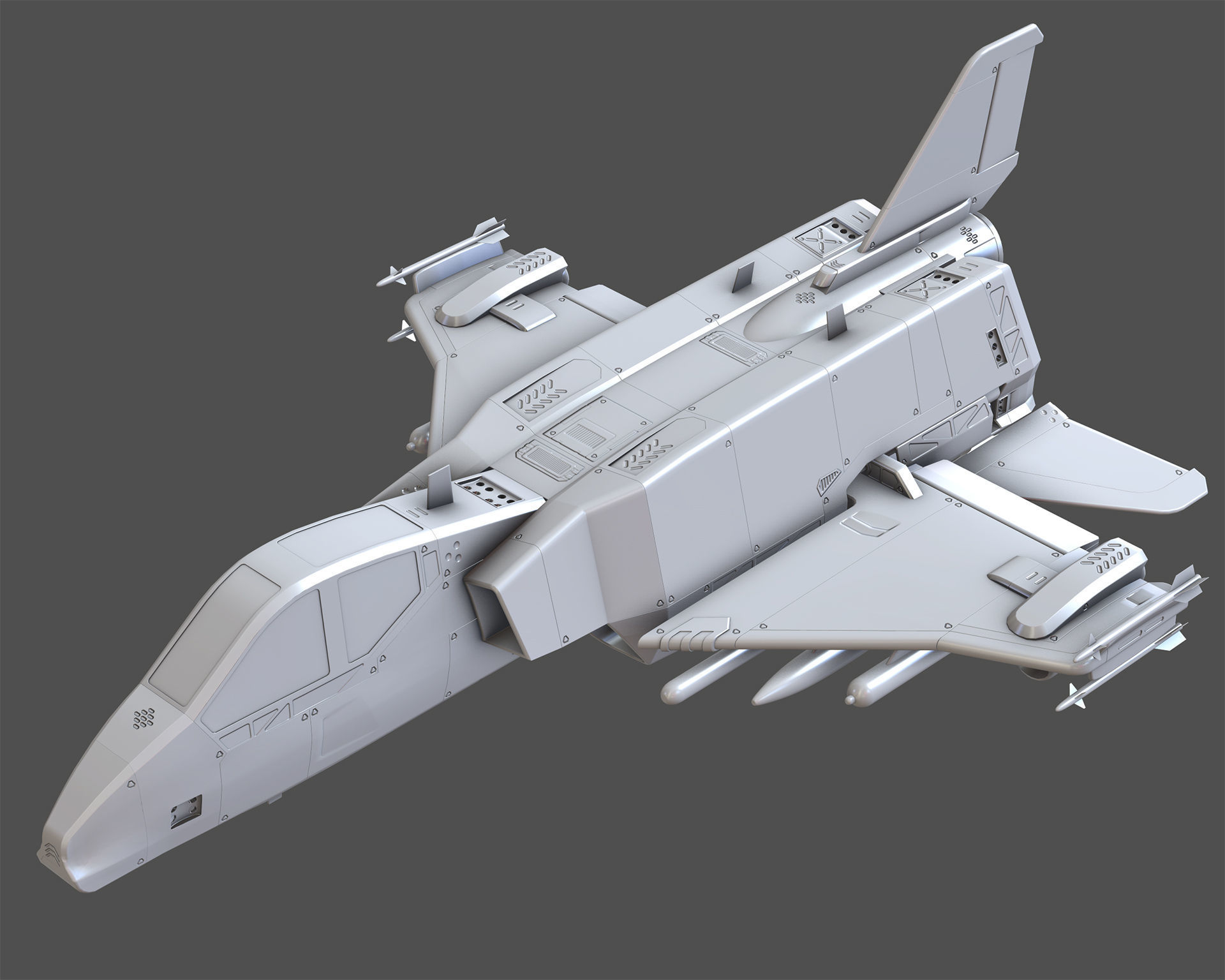 Sci-Fi Jet Fighter Plane Raptor Navy PBR 3D model_11