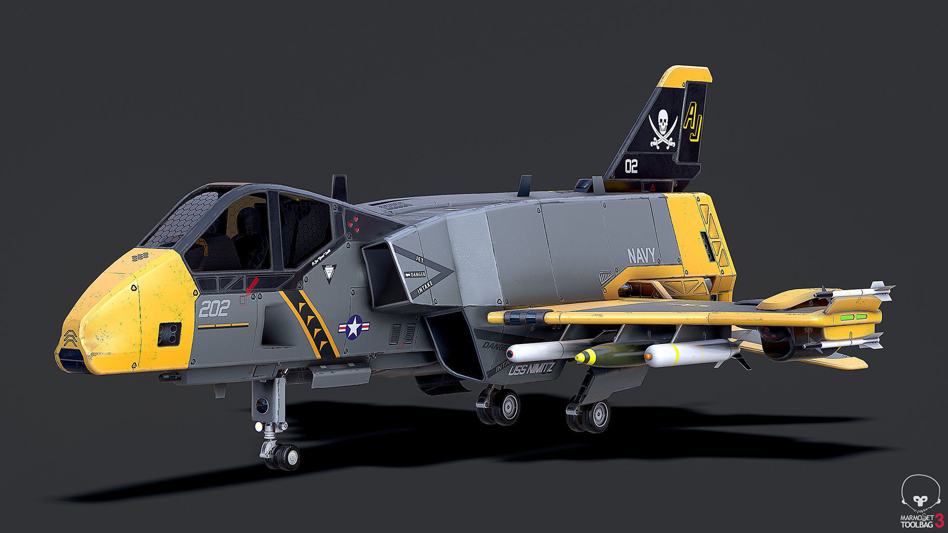 Sci-Fi Jet Fighter Plane Raptor Navy PBR 3D model_8