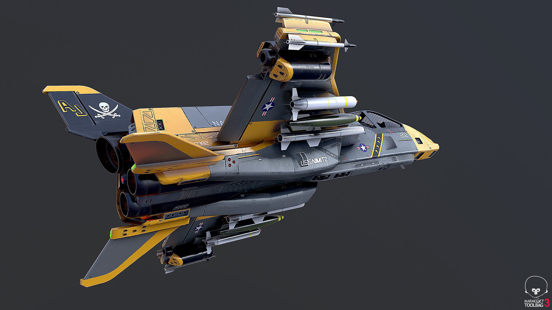 Sci-Fi Jet Fighter Plane Raptor Navy PBR 3D model_2