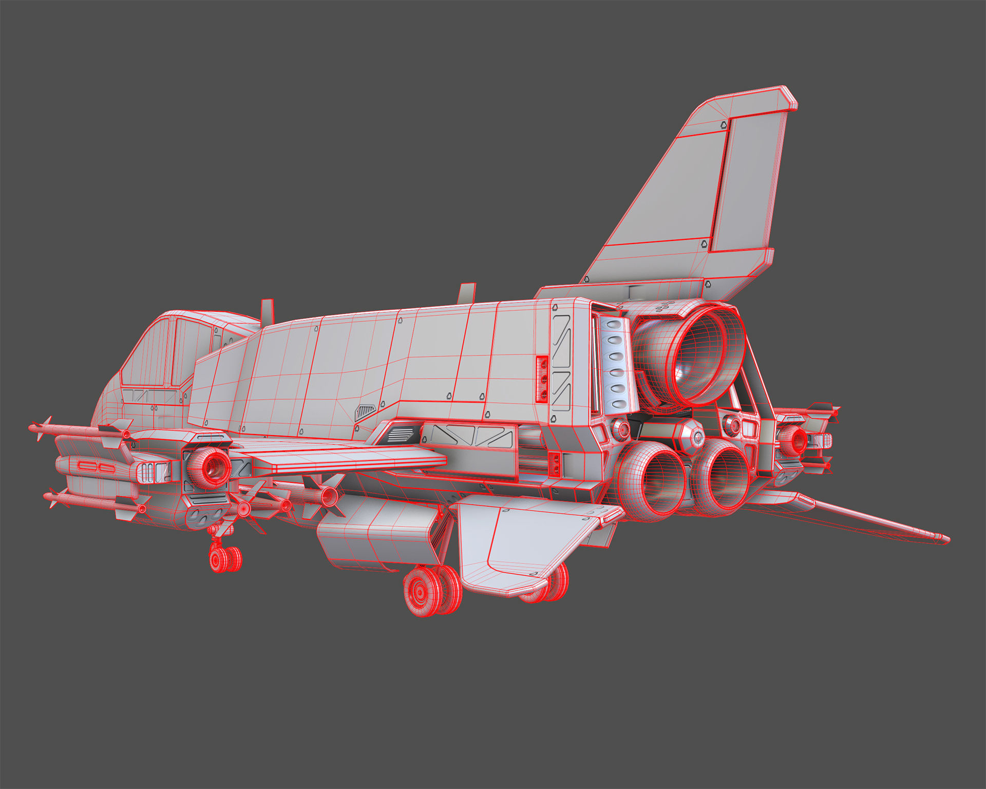 Sci-Fi Jet Fighter Plane Raptor Navy PBR 3D model_19