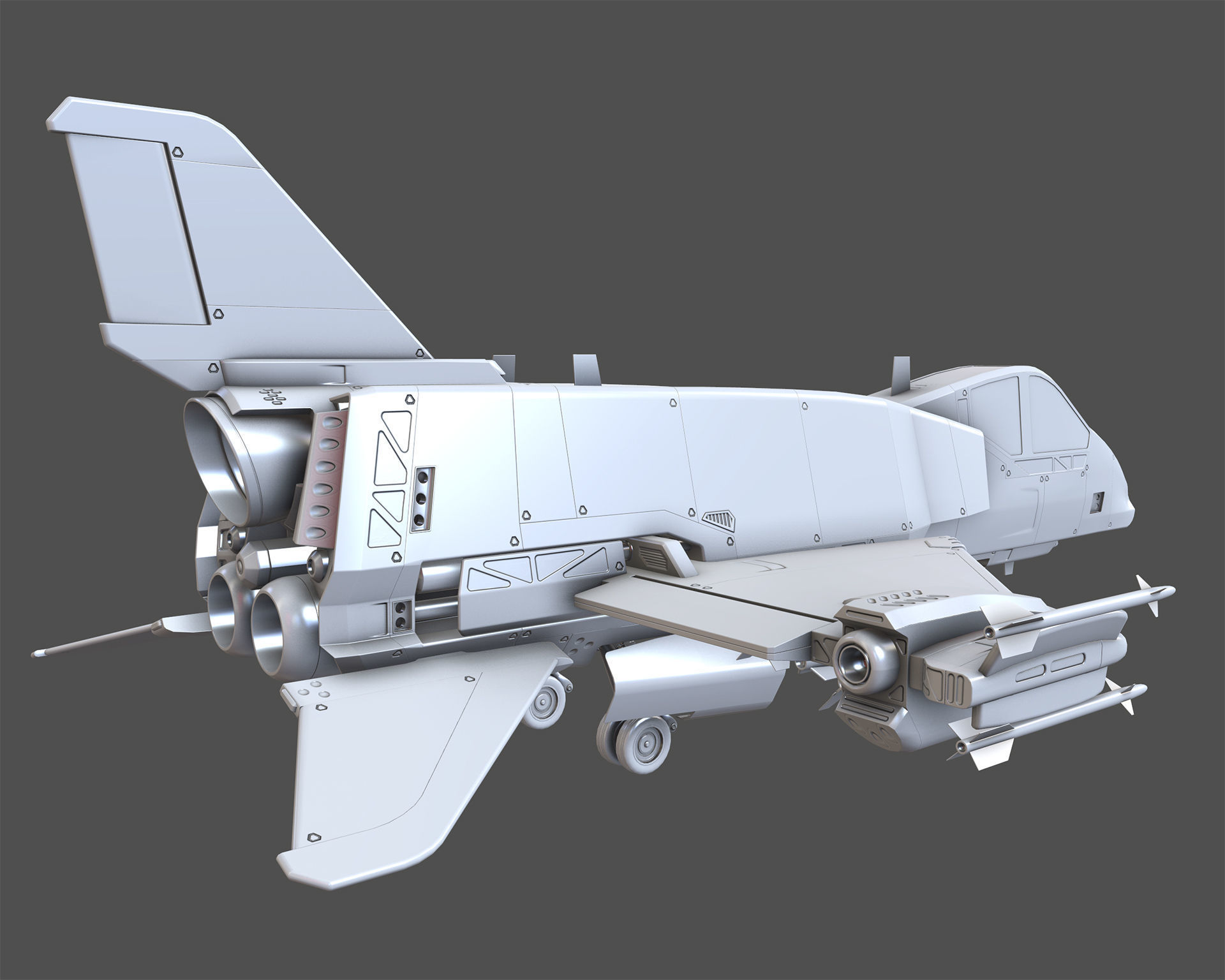 Sci-Fi Jet Fighter Plane Raptor Navy PBR 3D model_14