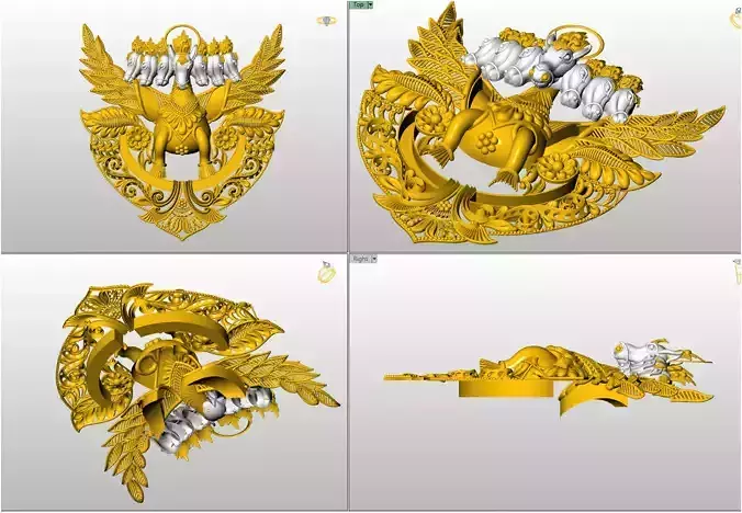 Seven horse heads in gold pendent