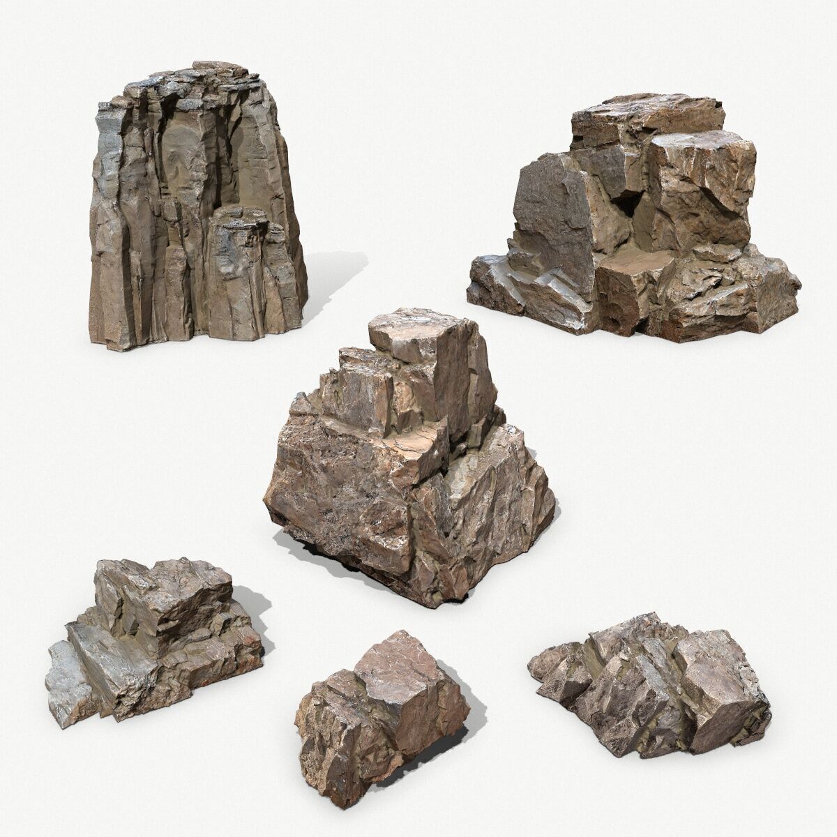 Desert  Rock Set Low-poly 3D model_1