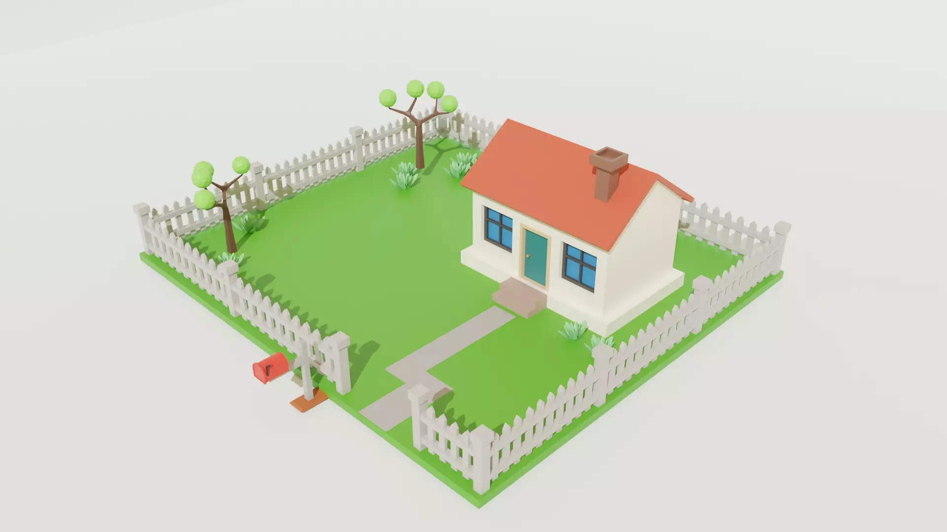 Low Poly House Free 3D Model Low-poly 3D model_1