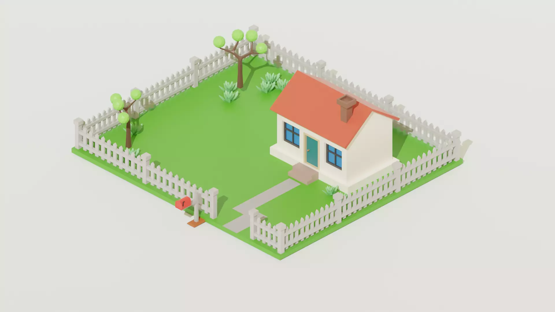 Low Poly House Free 3D Model Low-poly 3D model_3