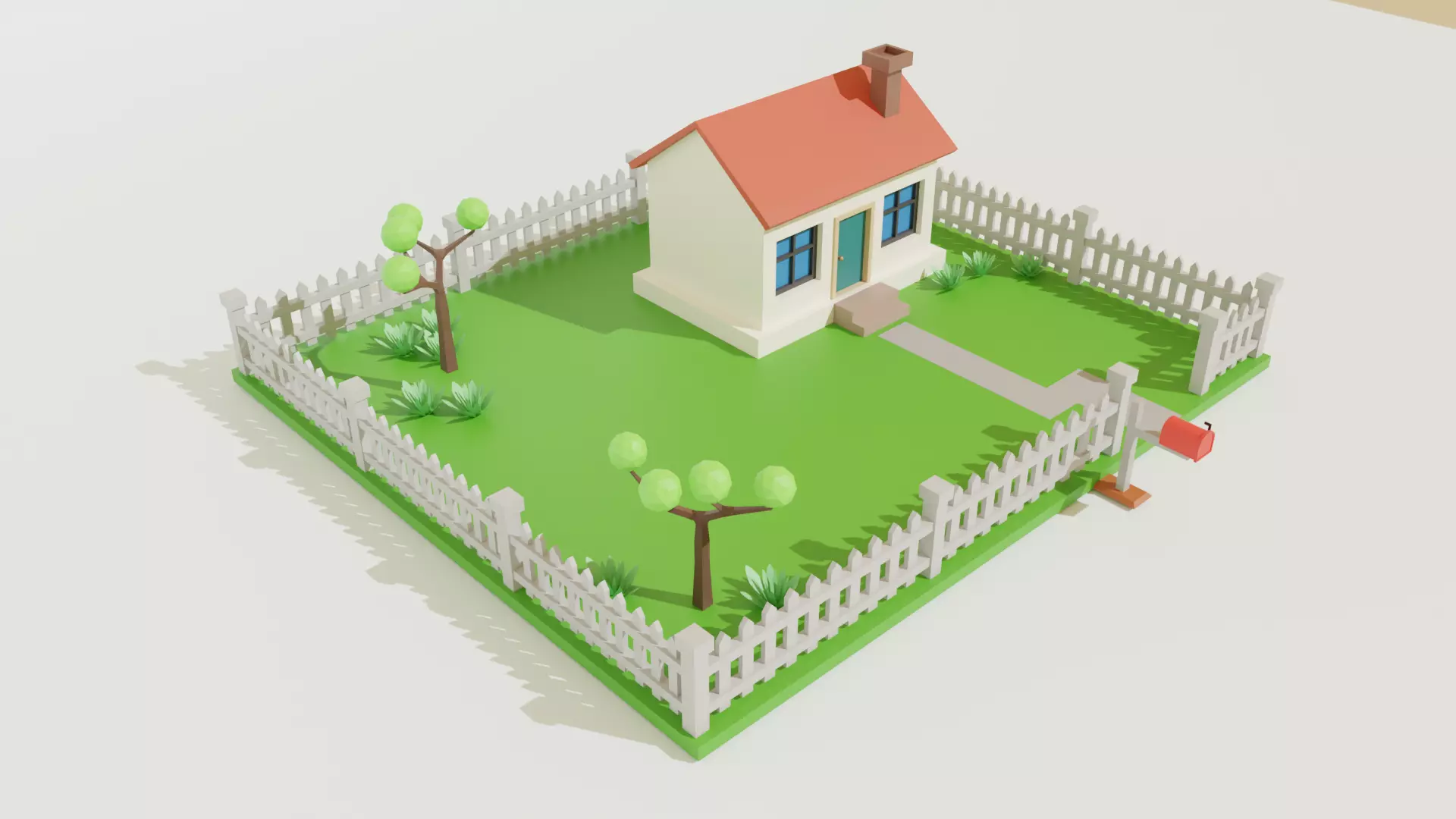Low Poly House Free 3D Model Low-poly 3D model_2