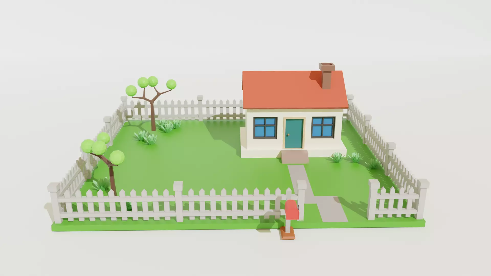 Low Poly House Free 3D Model Low-poly 3D model_0