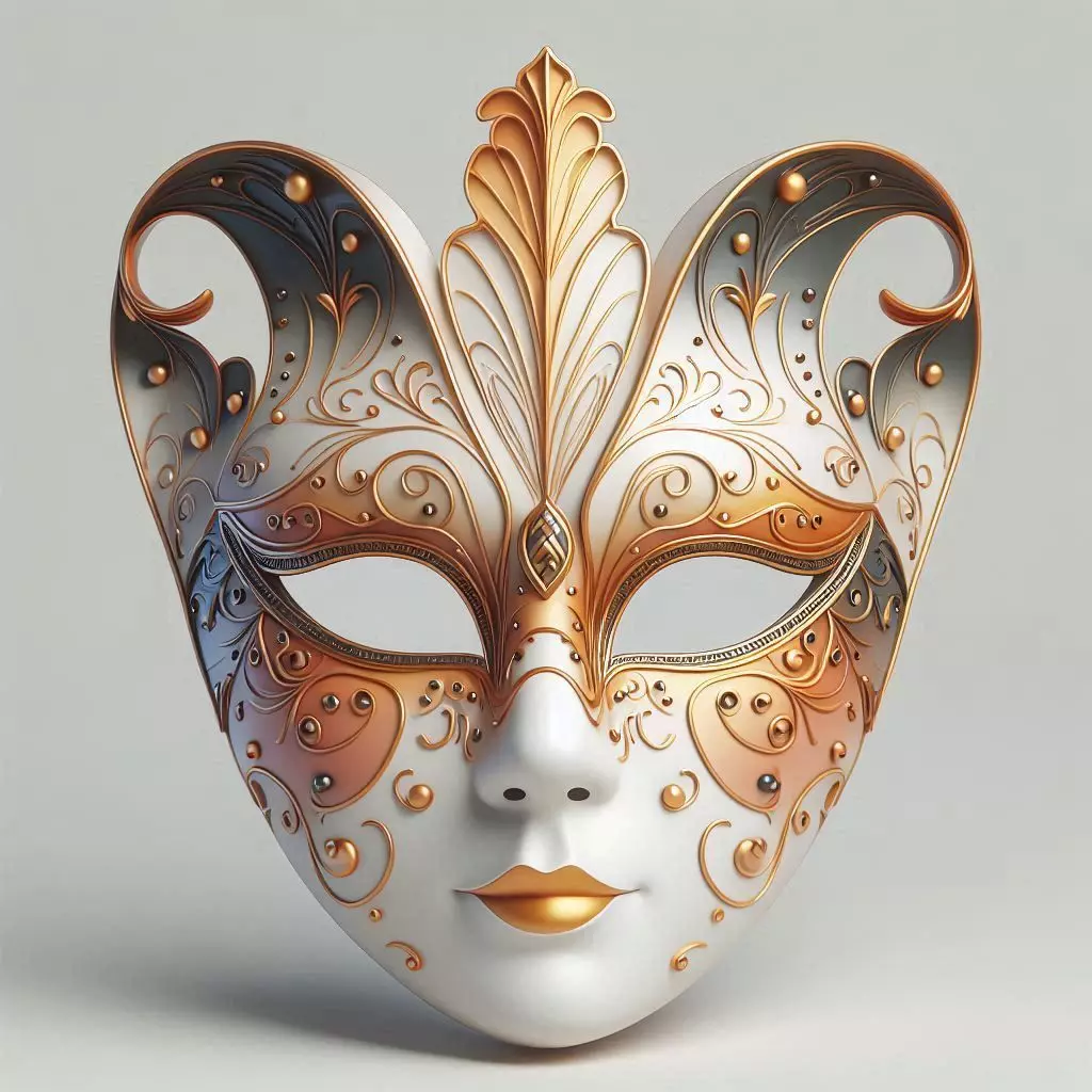 638 Venetian Carnival Mask Color 3D Model 3D print model_0