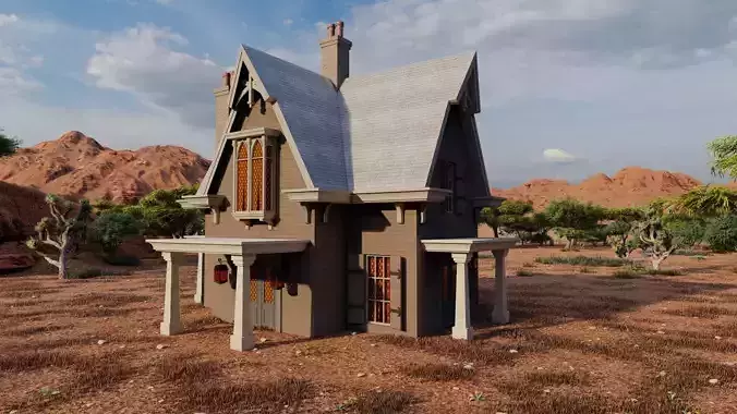 Vilage in forest-old house 3D model