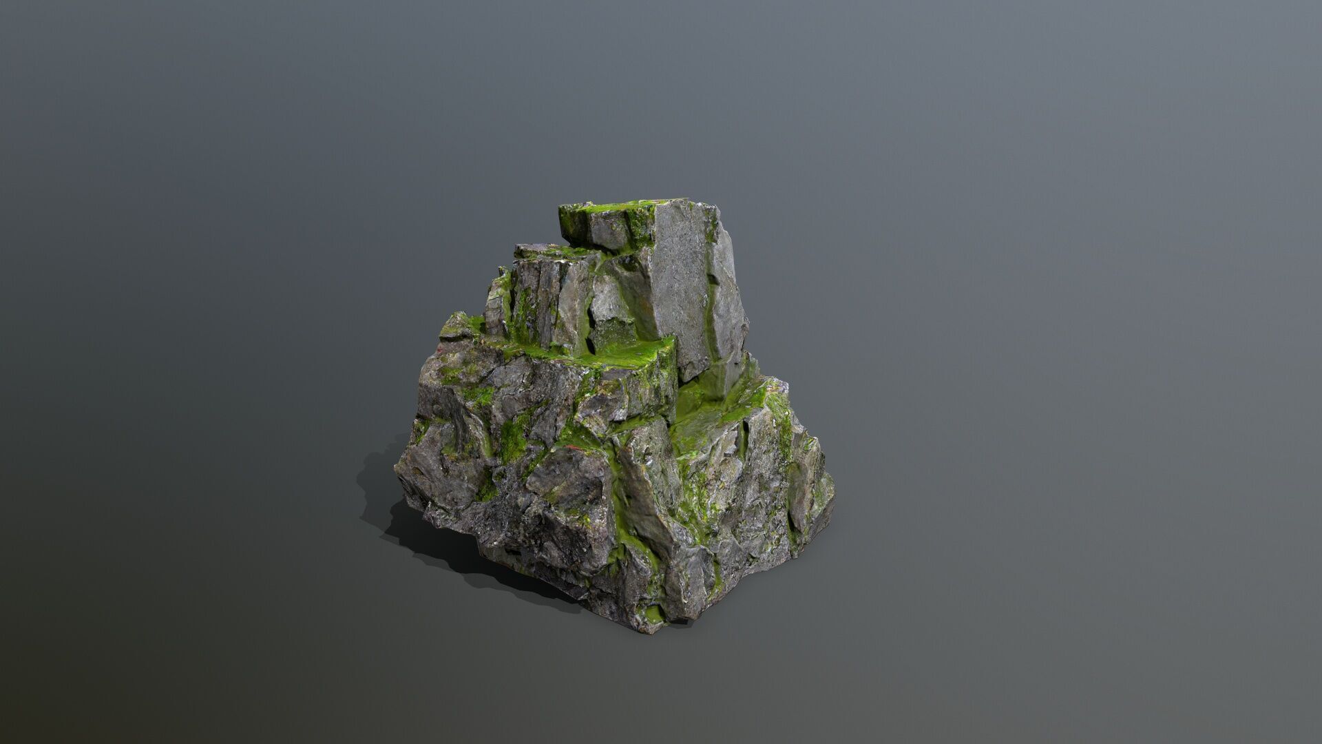 Mossy Rock Set Low-poly 3D model_6