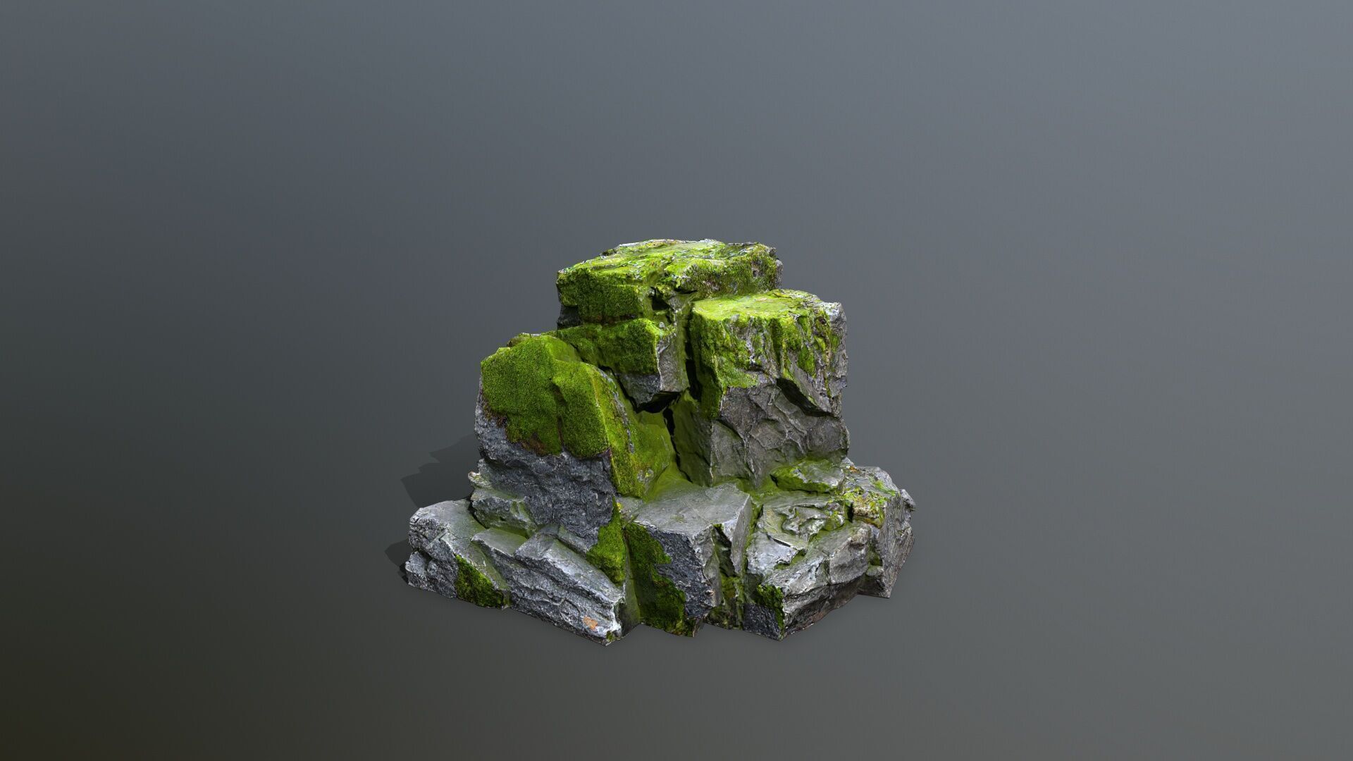 Mossy Rock Set Low-poly 3D model_3
