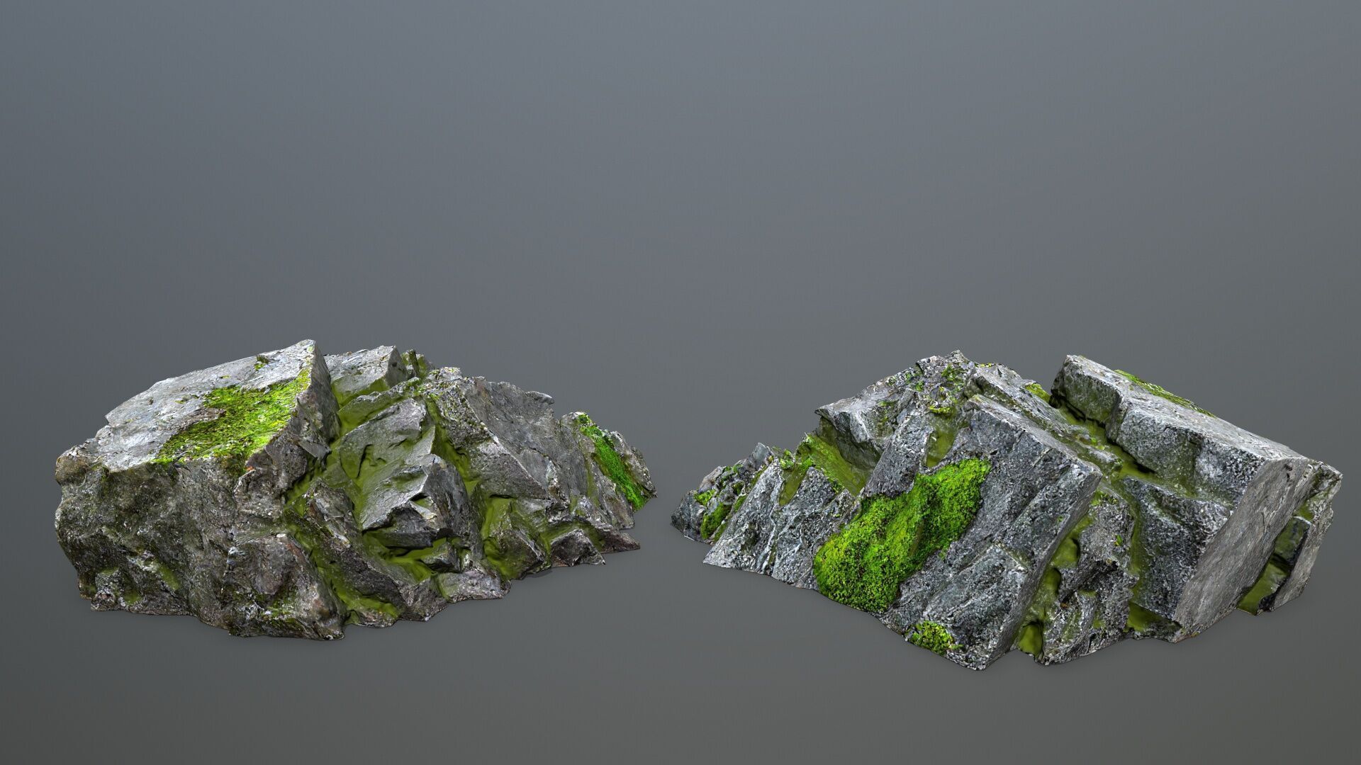 Mossy Rock Set Low-poly 3D model_14