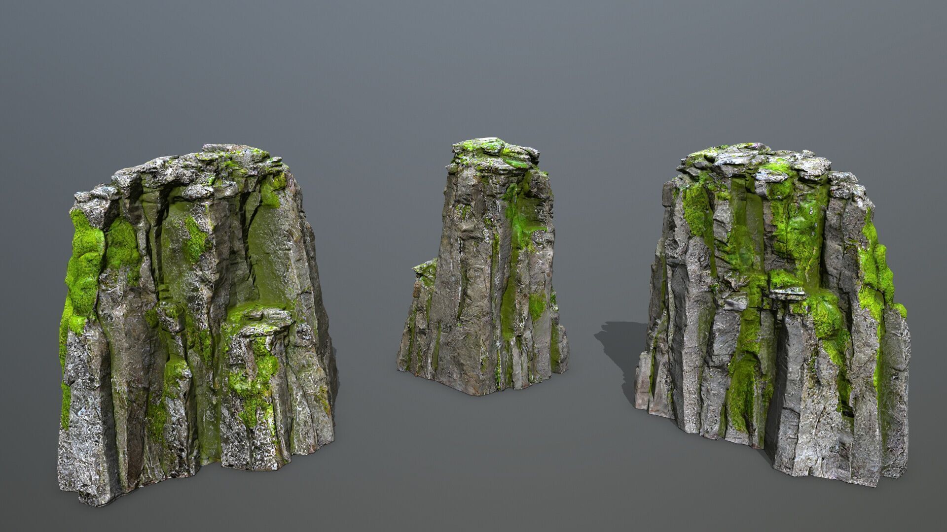 Mossy Rock Set Low-poly 3D model_10