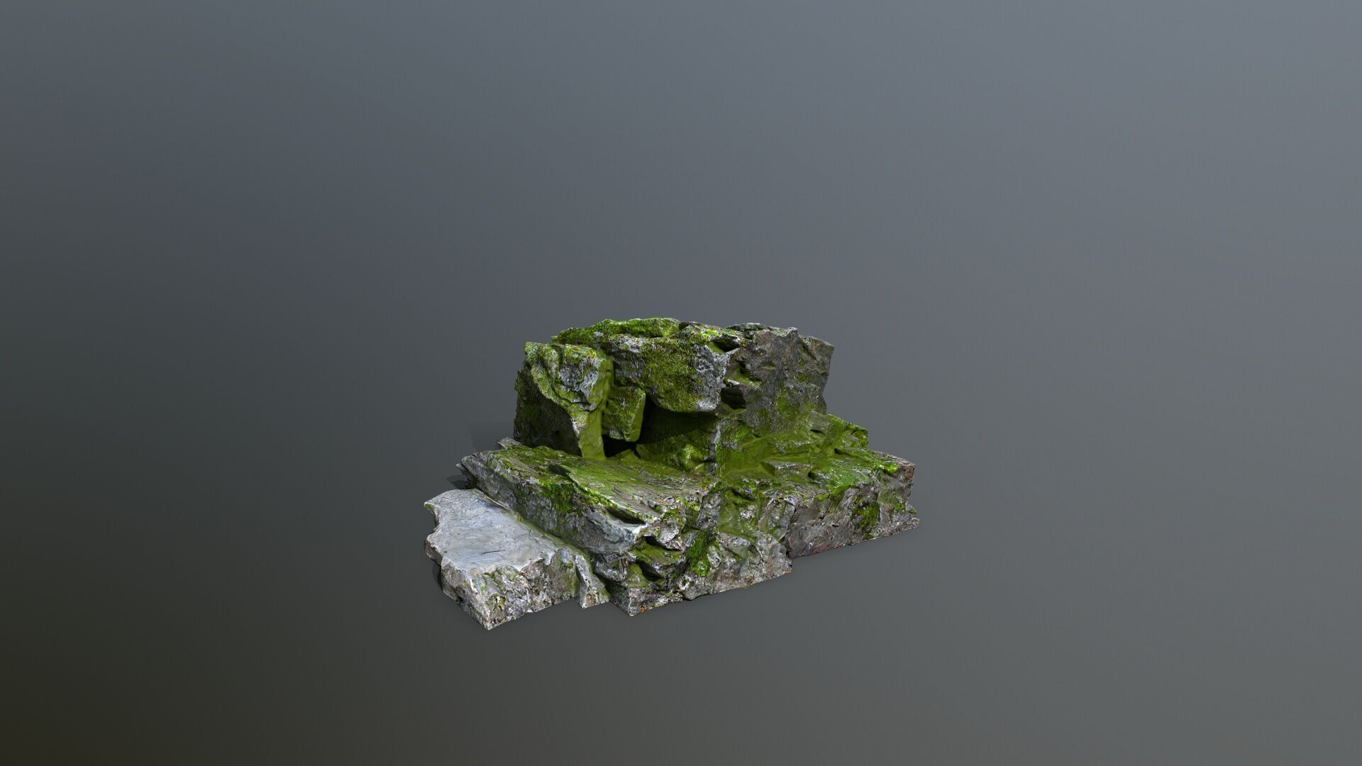 Mossy Rock Set Low-poly 3D model_5