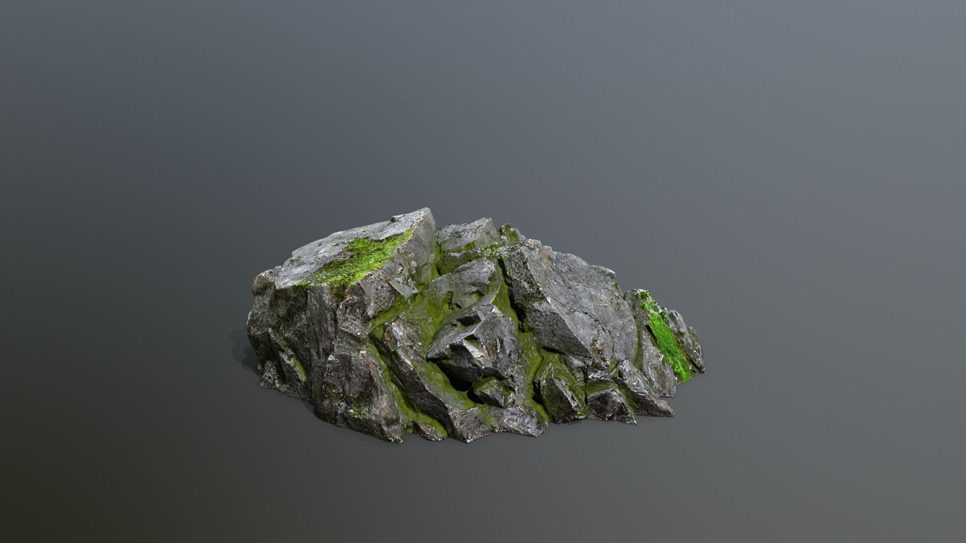 Mossy Rock Set Low-poly 3D model_8