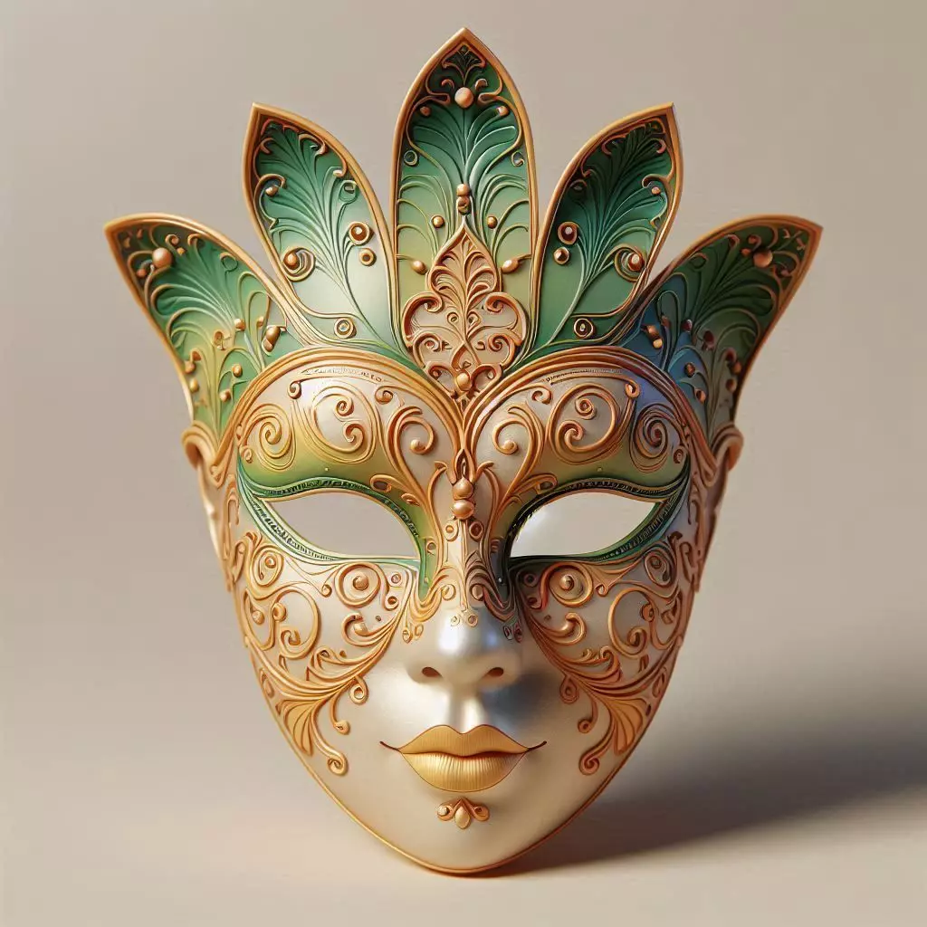639 Venetian Carnival Mask Color 3D Model 3D print model_0