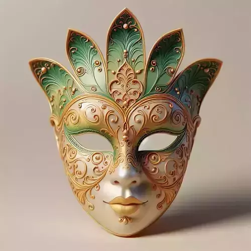 639    Venetian   Carnival   Mask    Color    3D Model 3D print model