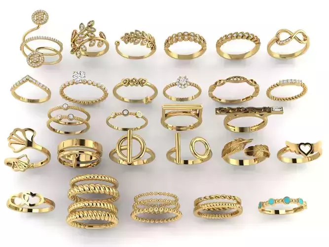 A collection of lightweight and minimal rings 2 3D print model