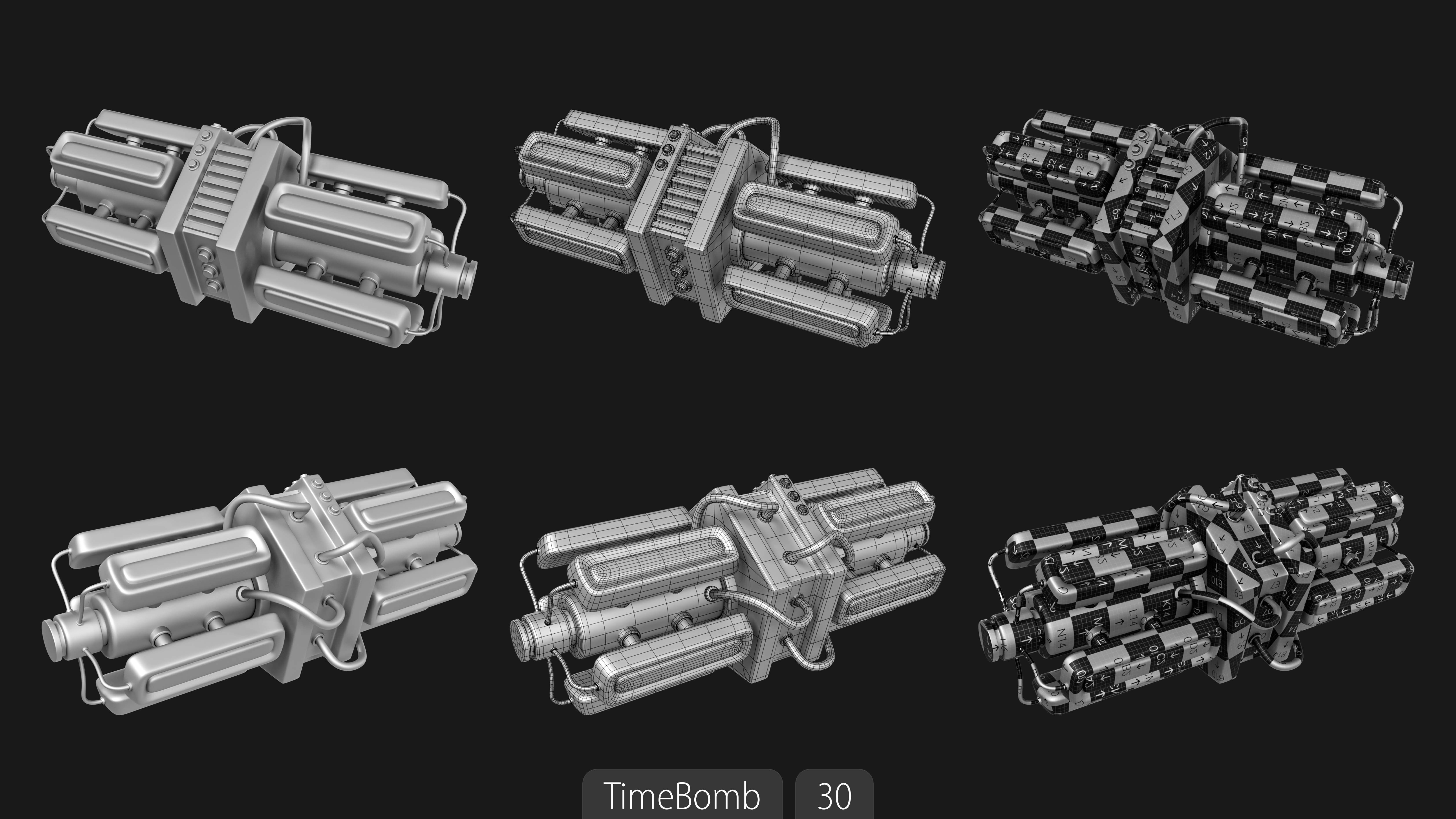 Explosives Mega Pack 100 Meshes Grenades Bombs Mines Dynamites Low-poly 3D model_83