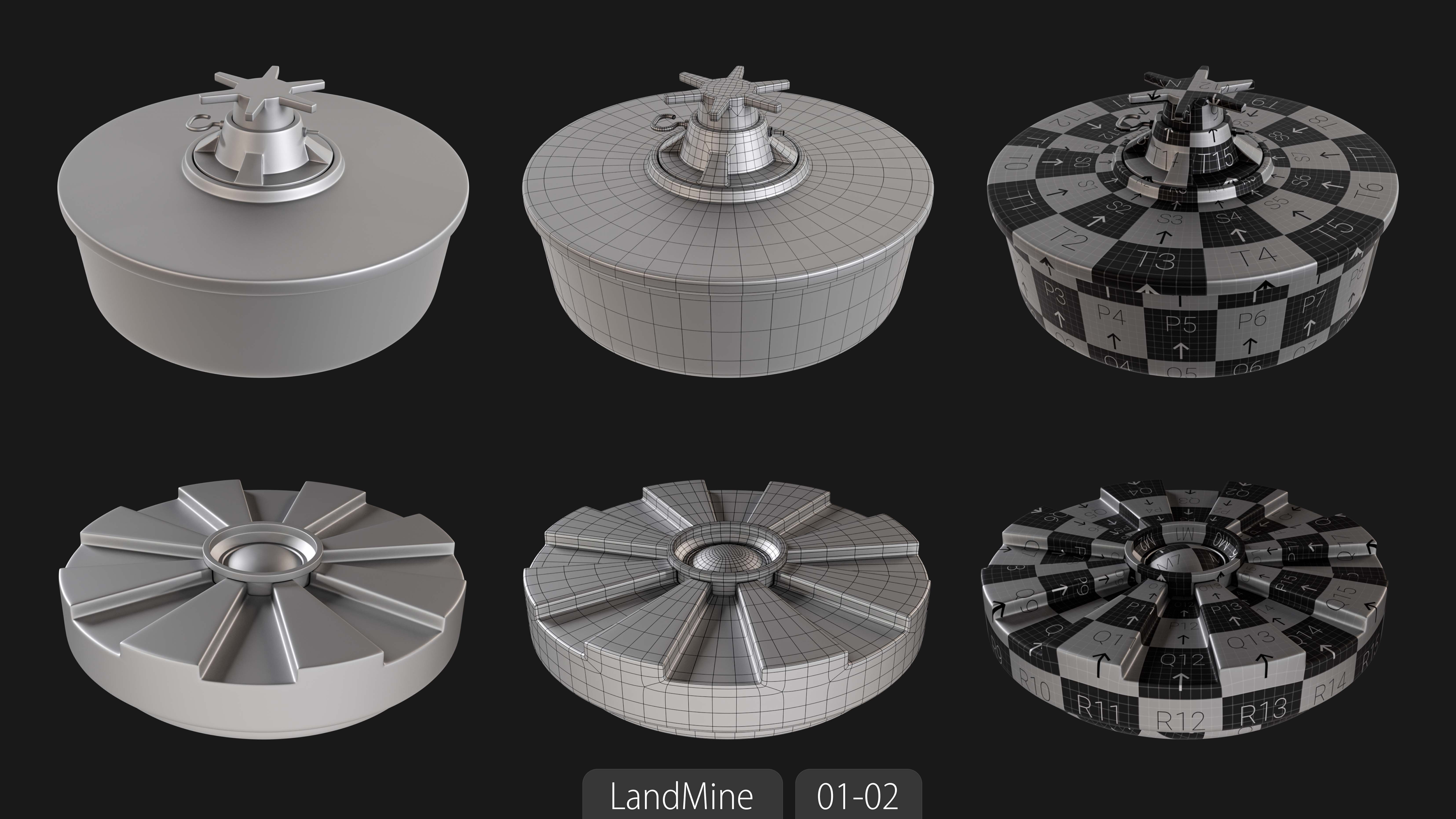 Explosives Mega Pack 100 Meshes Grenades Bombs Mines Dynamites Low-poly 3D model_47