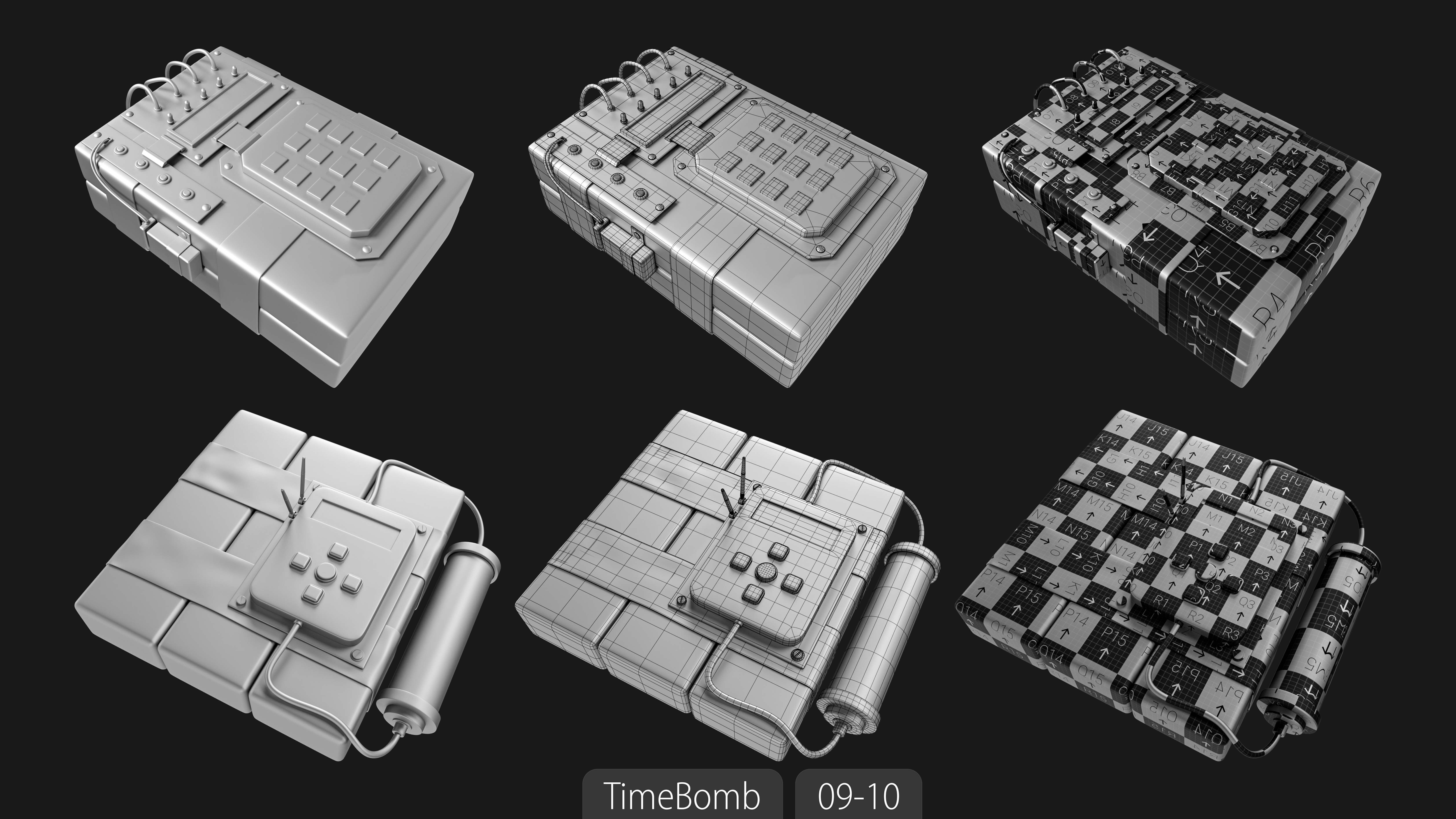 Explosives Mega Pack 100 Meshes Grenades Bombs Mines Dynamites Low-poly 3D model_69