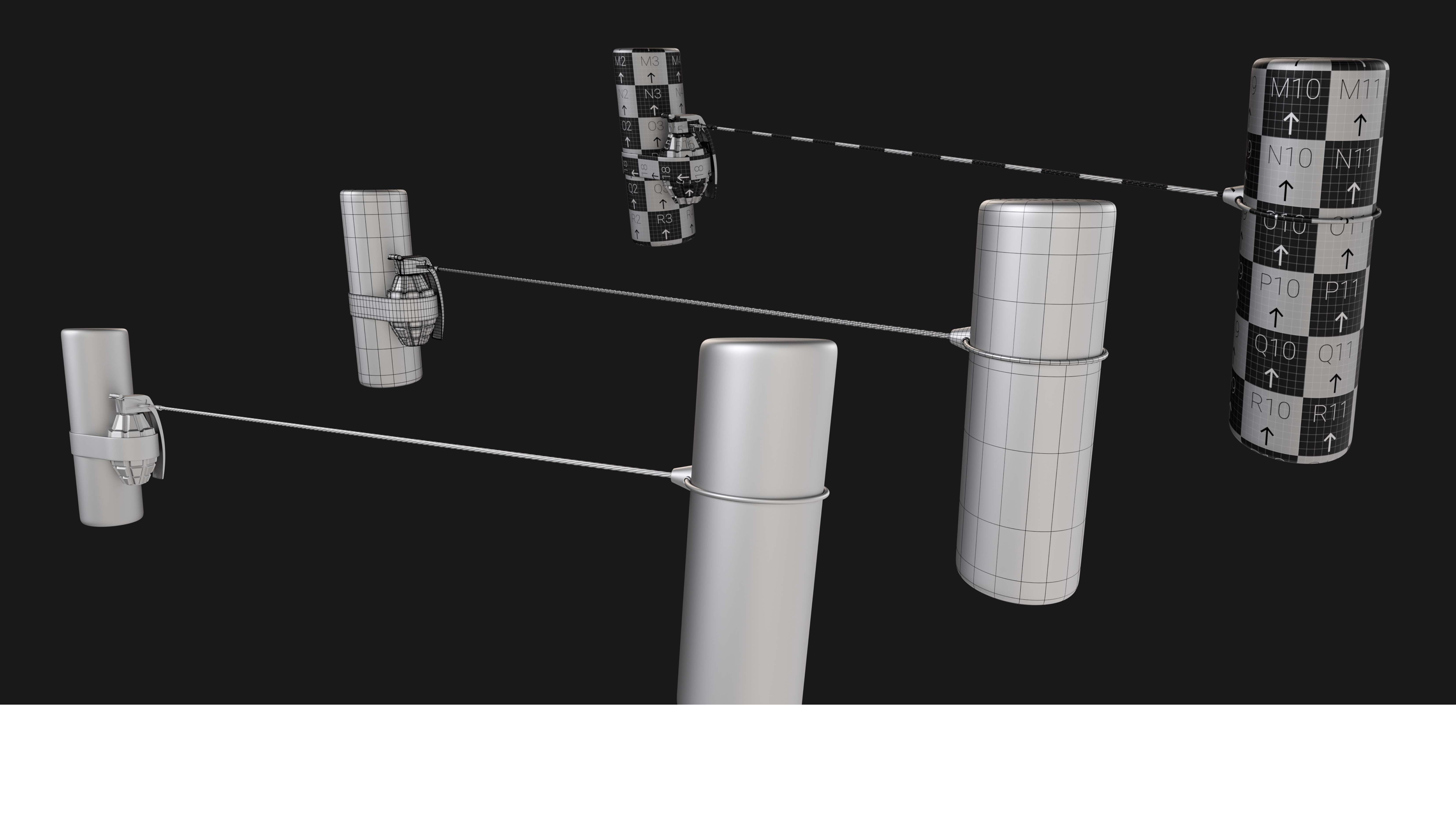 Explosives Mega Pack 100 Meshes Grenades Bombs Mines Dynamites Low-poly 3D model_59