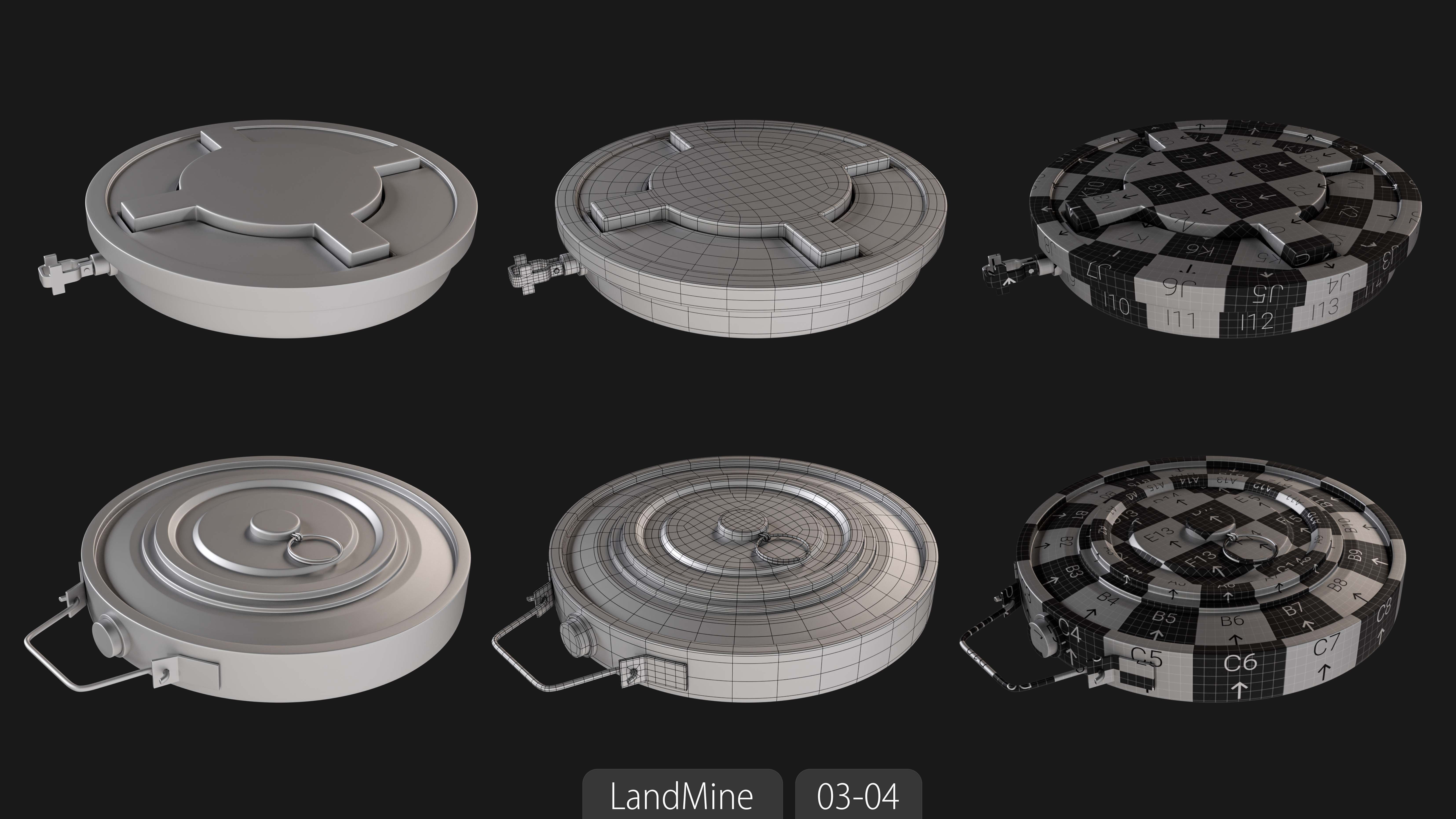 Explosives Mega Pack 100 Meshes Grenades Bombs Mines Dynamites Low-poly 3D model_48