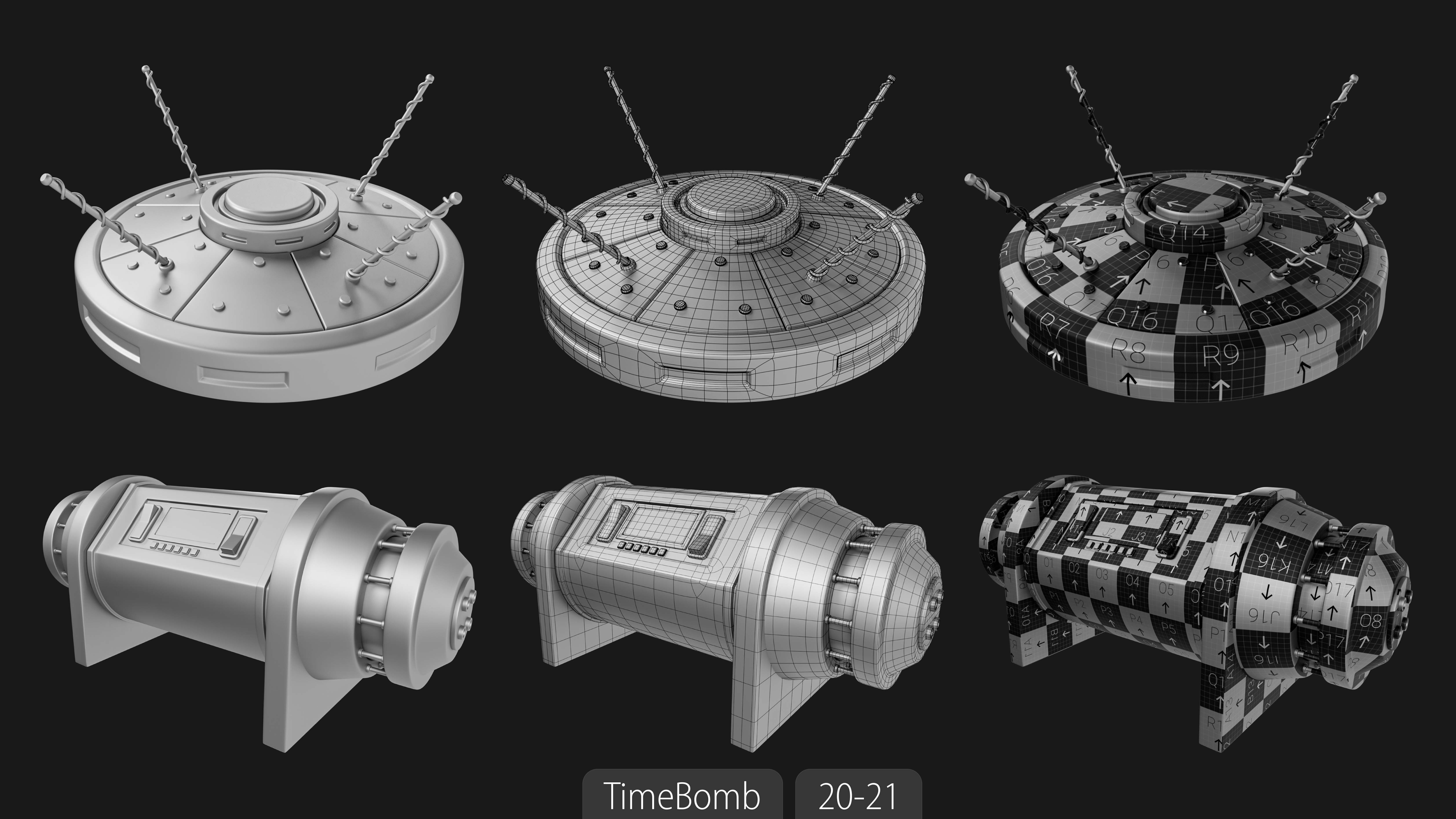 Explosives Mega Pack 100 Meshes Grenades Bombs Mines Dynamites Low-poly 3D model_76