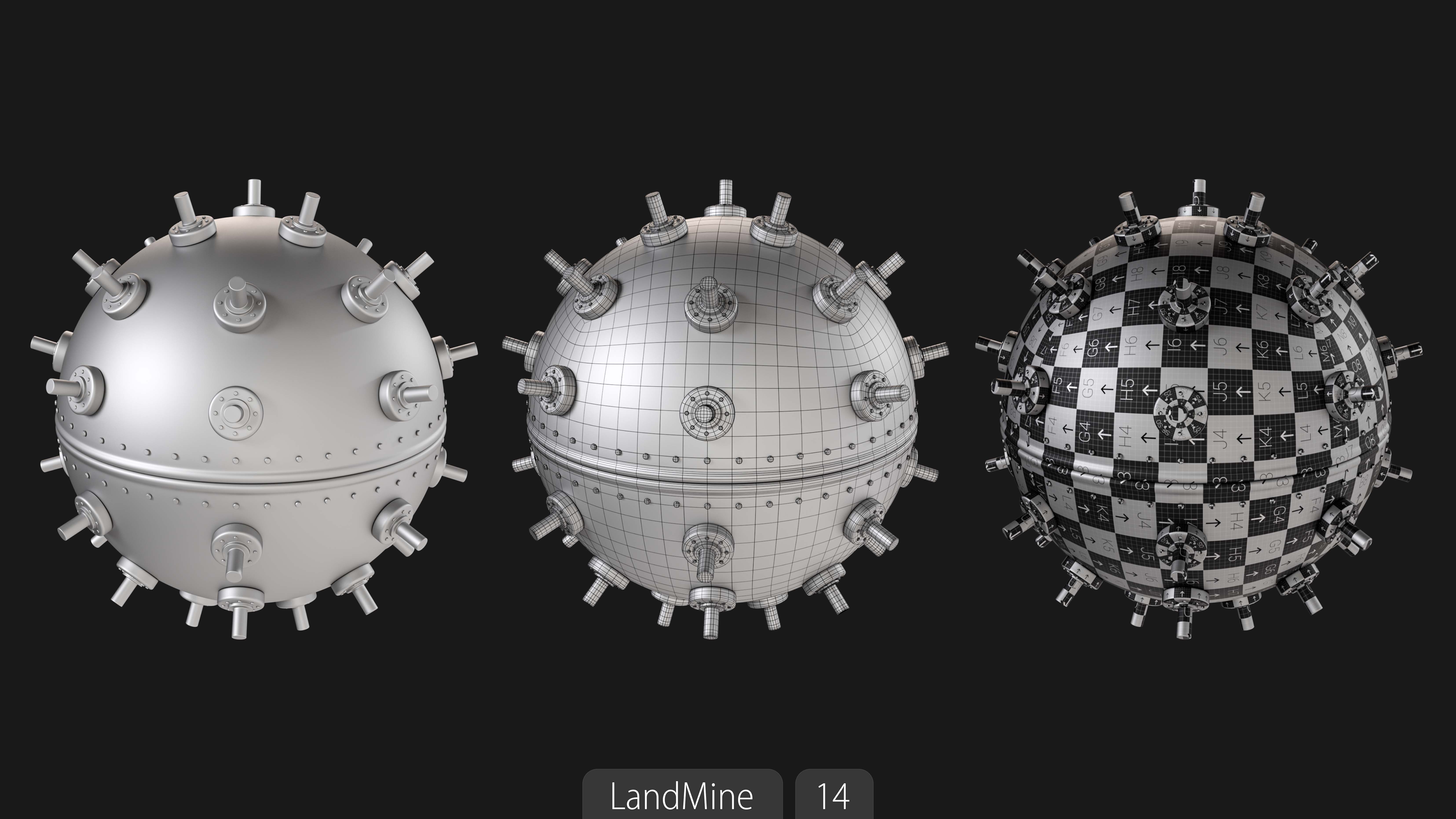 Explosives Mega Pack 100 Meshes Grenades Bombs Mines Dynamites Low-poly 3D model_54