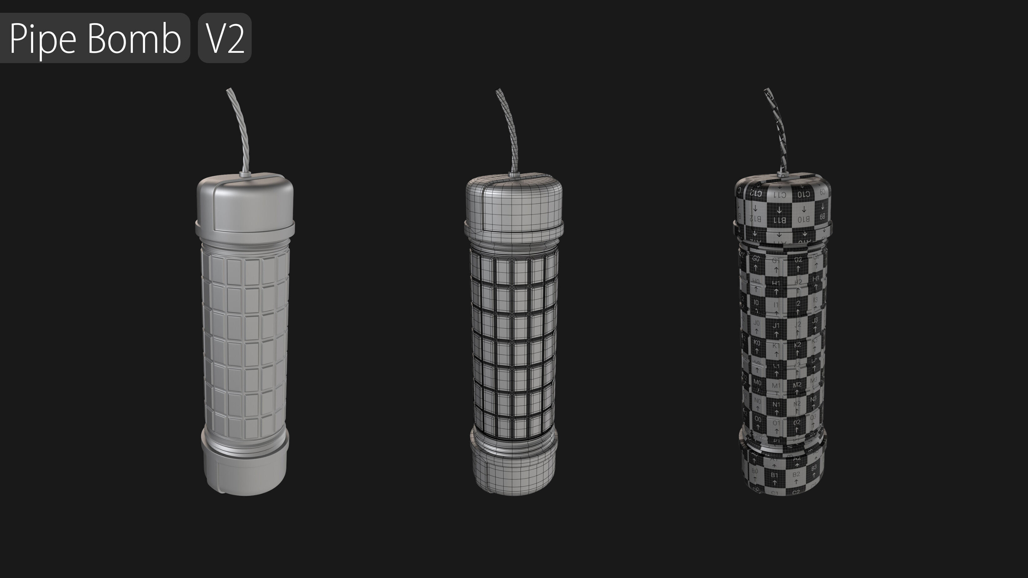 Explosives Mega Pack 100 Meshes Grenades Bombs Mines Dynamites Low-poly 3D model_31