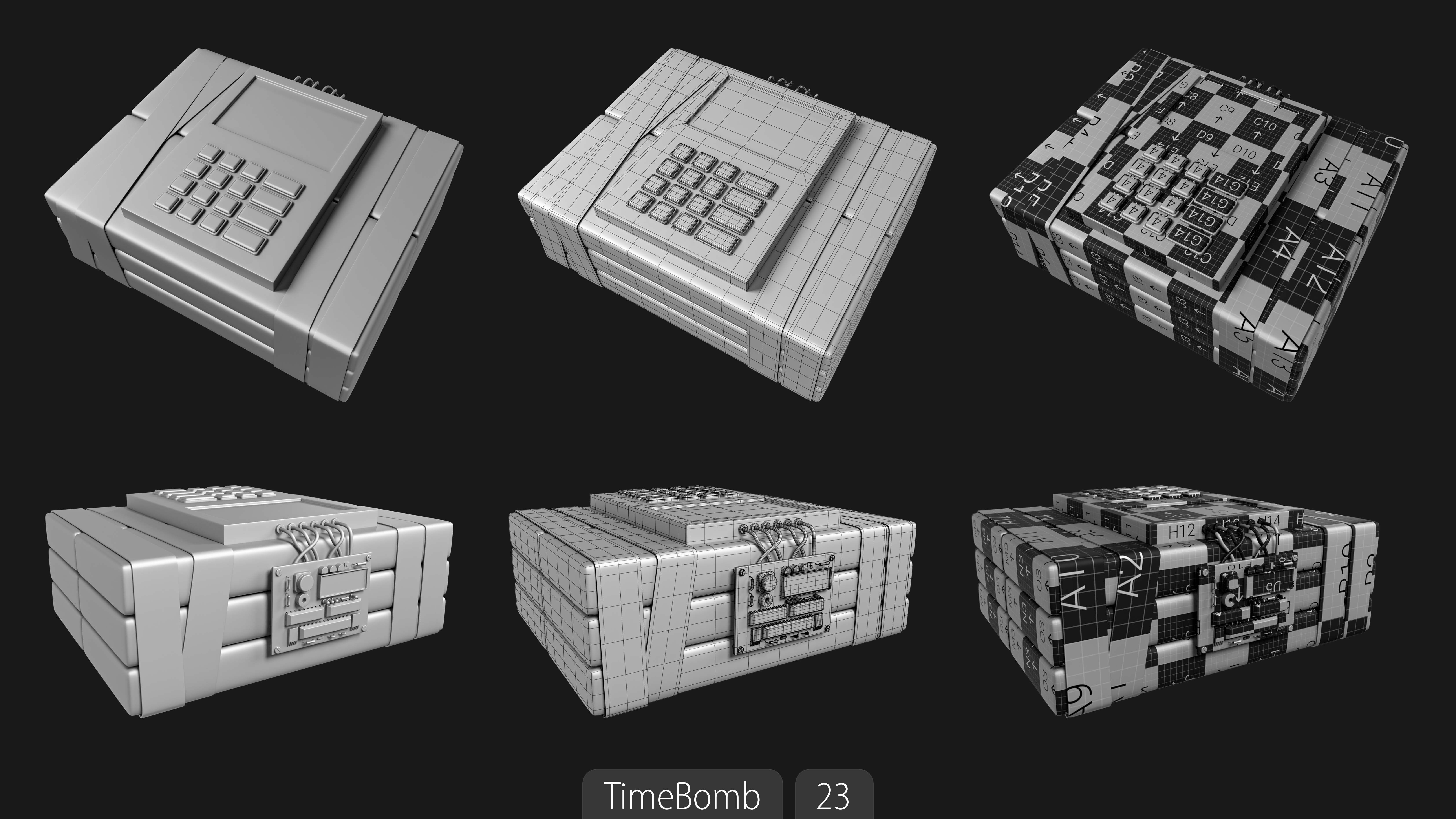 Explosives Mega Pack 100 Meshes Grenades Bombs Mines Dynamites Low-poly 3D model_78