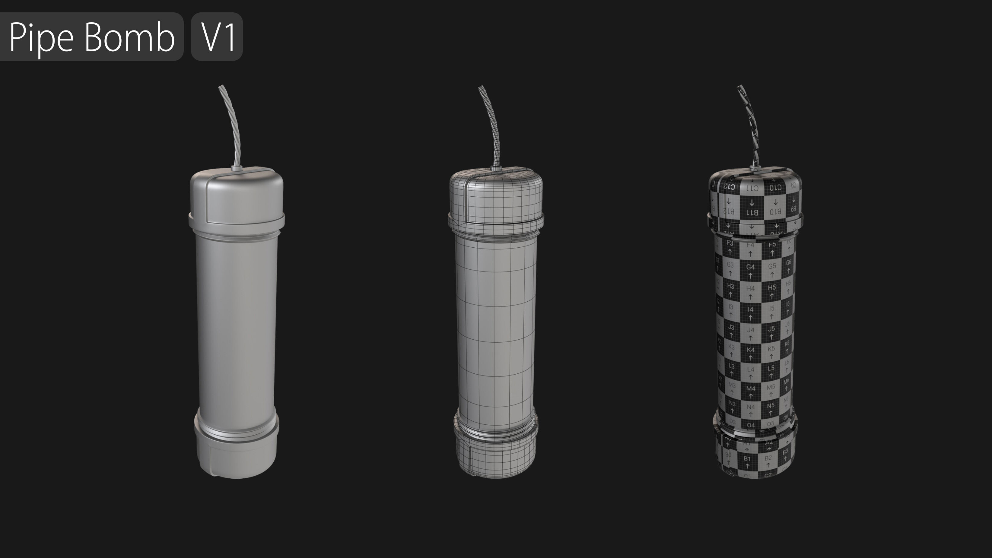 Explosives Mega Pack 100 Meshes Grenades Bombs Mines Dynamites Low-poly 3D model_30