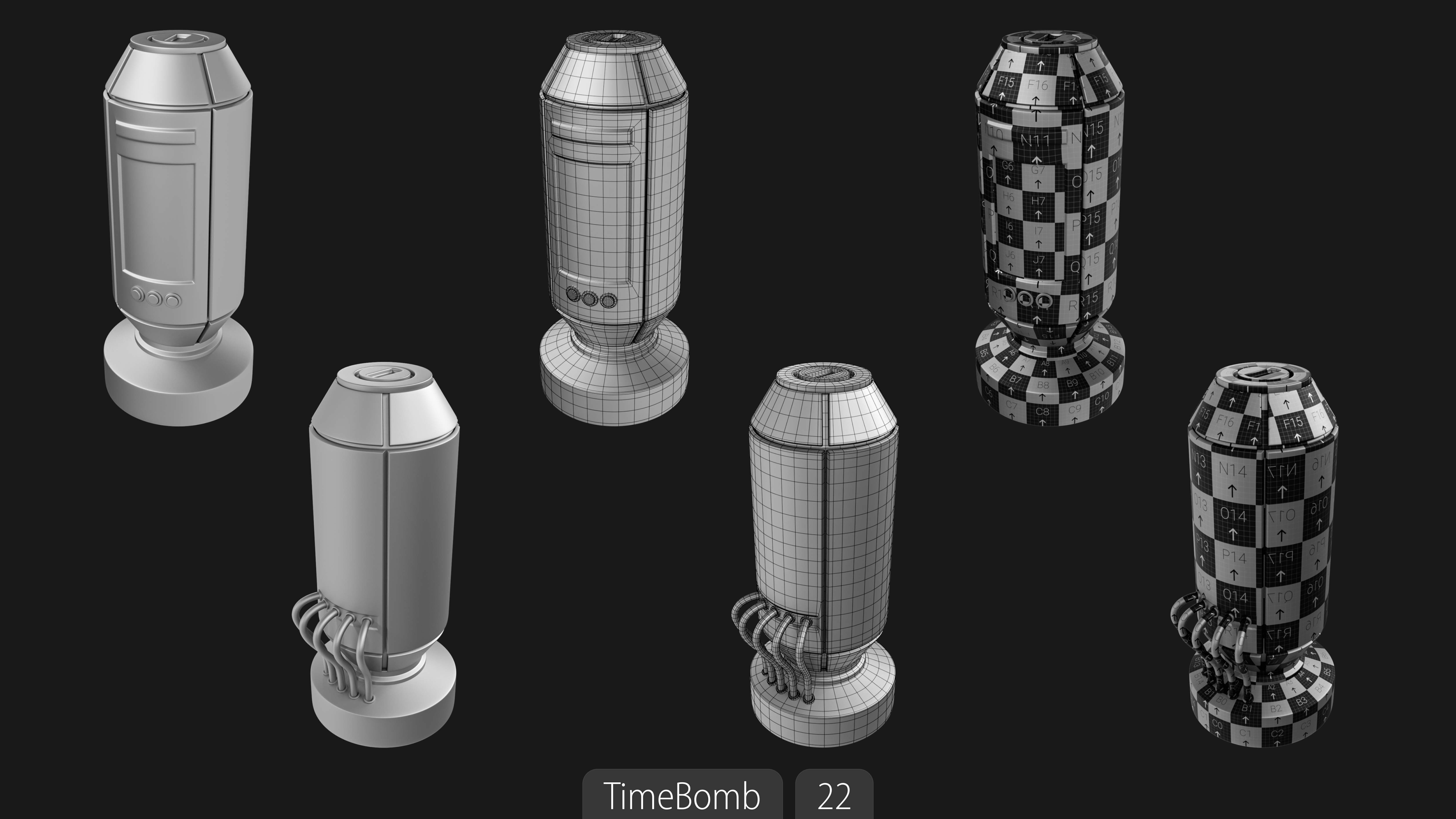 Explosives Mega Pack 100 Meshes Grenades Bombs Mines Dynamites Low-poly 3D model_77