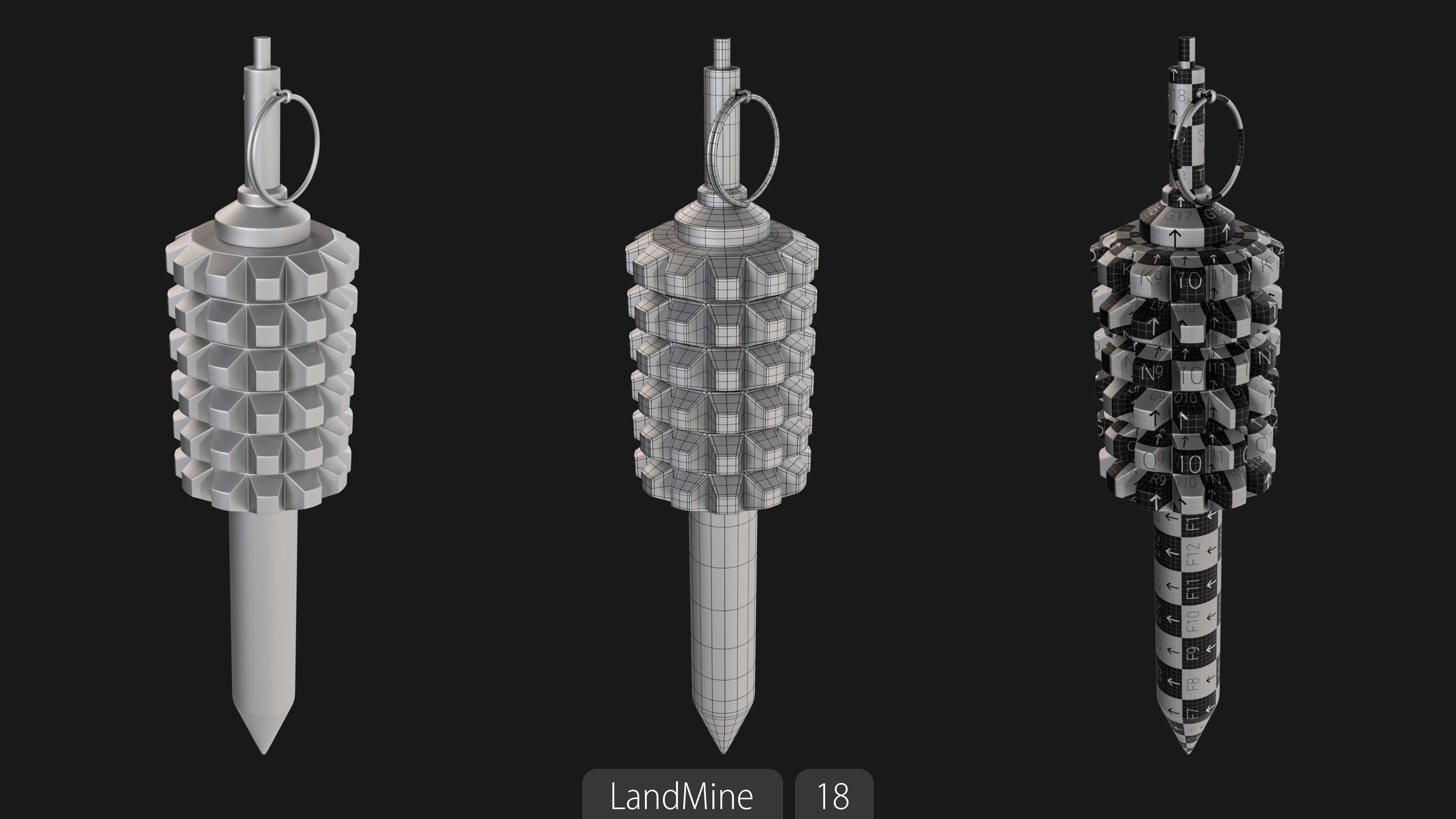 Explosives Mega Pack 100 Meshes Grenades Bombs Mines Dynamites Low-poly 3D model_58