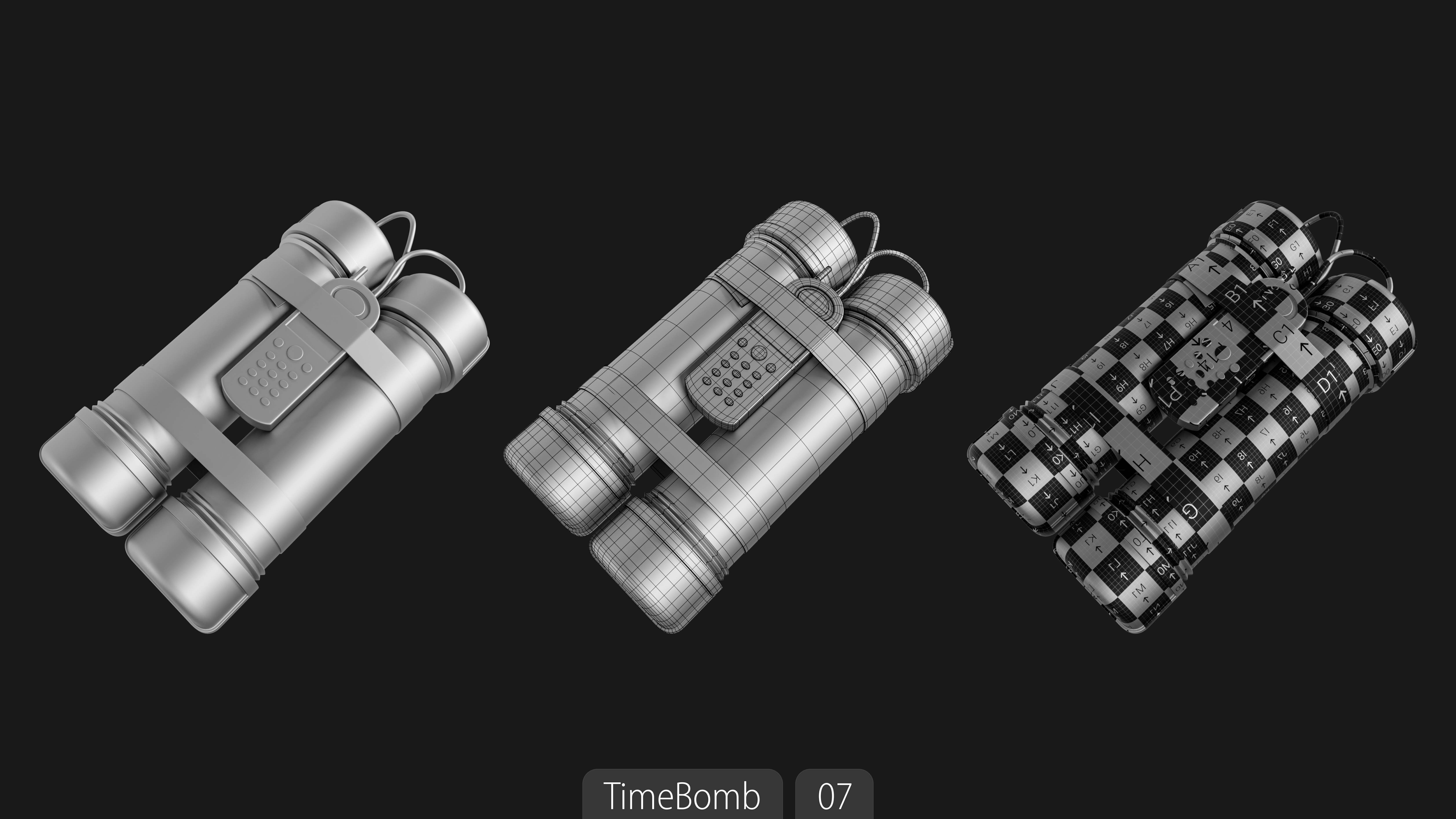 Explosives Mega Pack 100 Meshes Grenades Bombs Mines Dynamites Low-poly 3D model_67